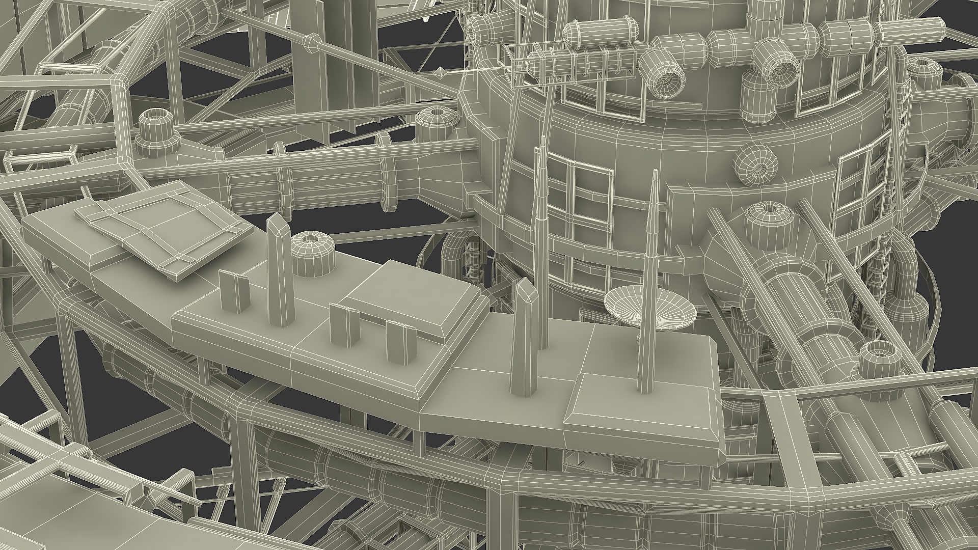 Futuristic Space Station Structure 3D model