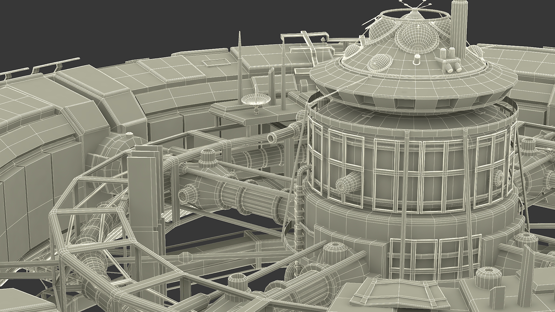 Futuristic Space Station Structure 3D model