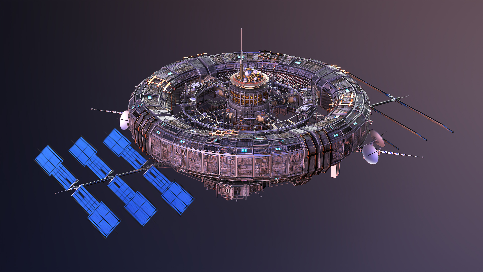 Futuristic Space Station Structure 3D model