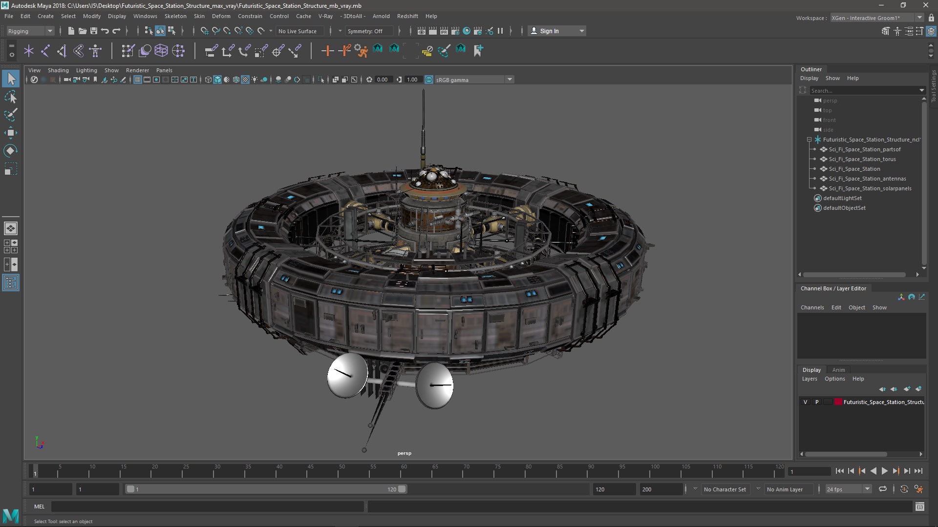 Futuristic Space Station Structure 3D model