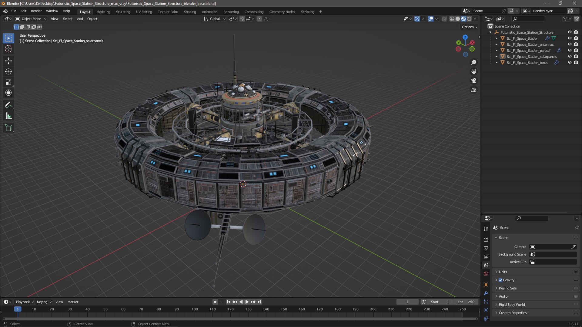 Futuristic Space Station Structure 3D model