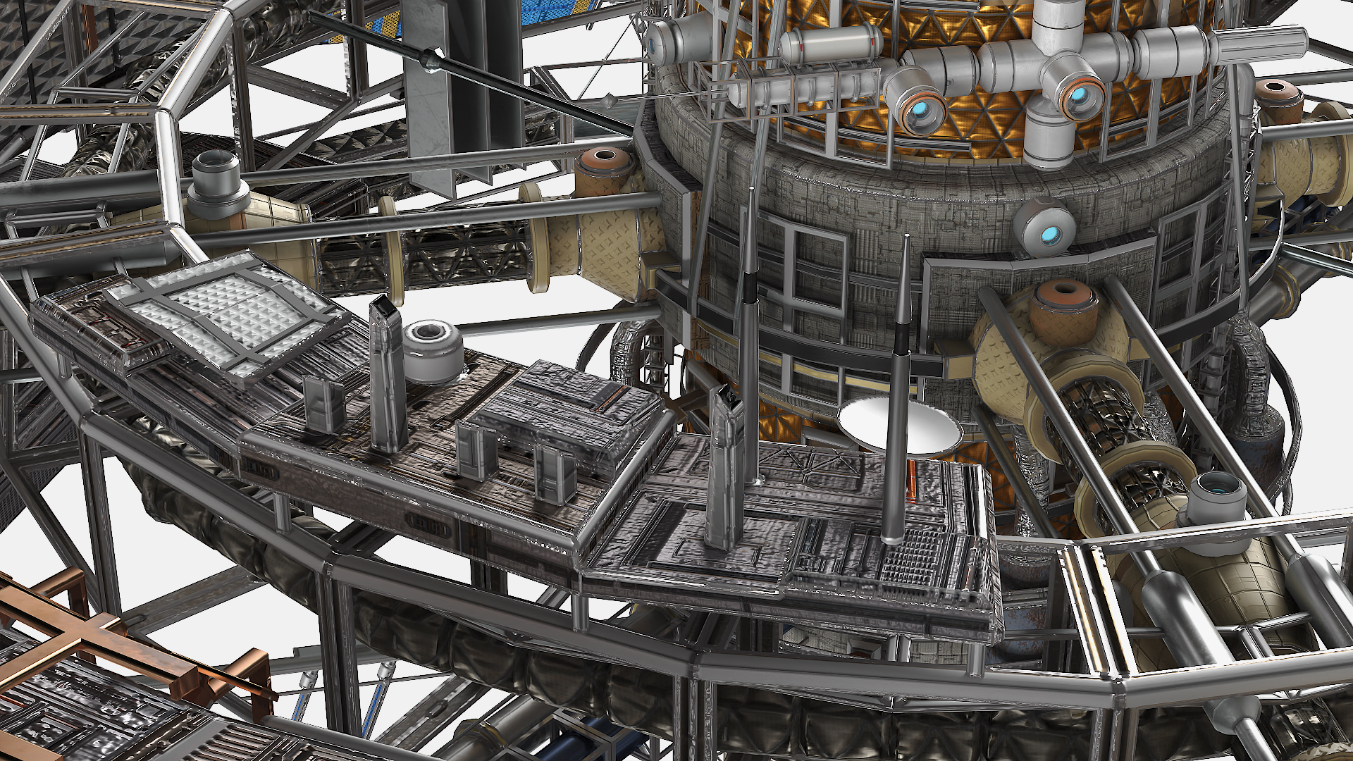 Futuristic Space Station Structure 3D model