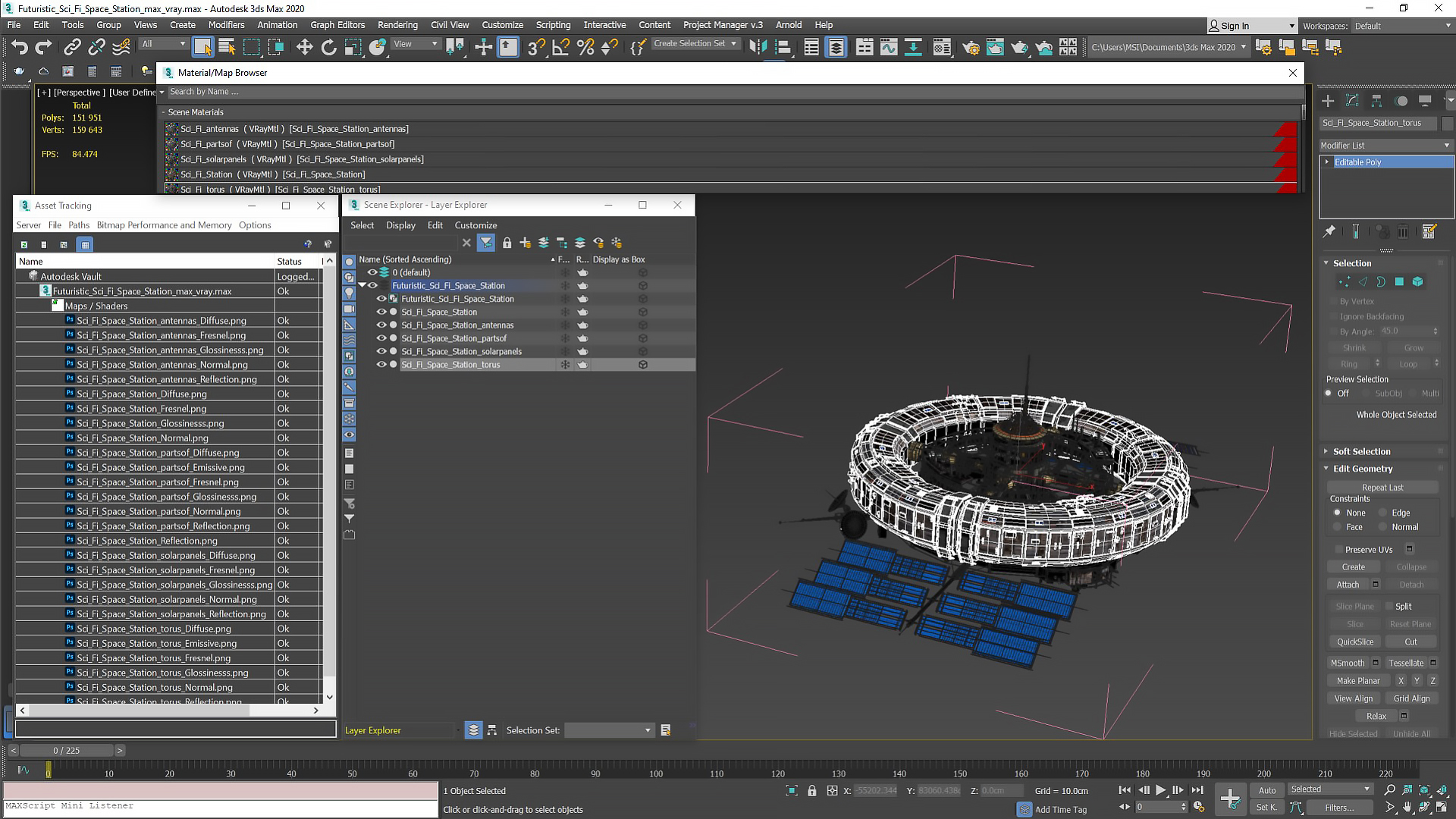 Futuristic Space Station Structure 3D model