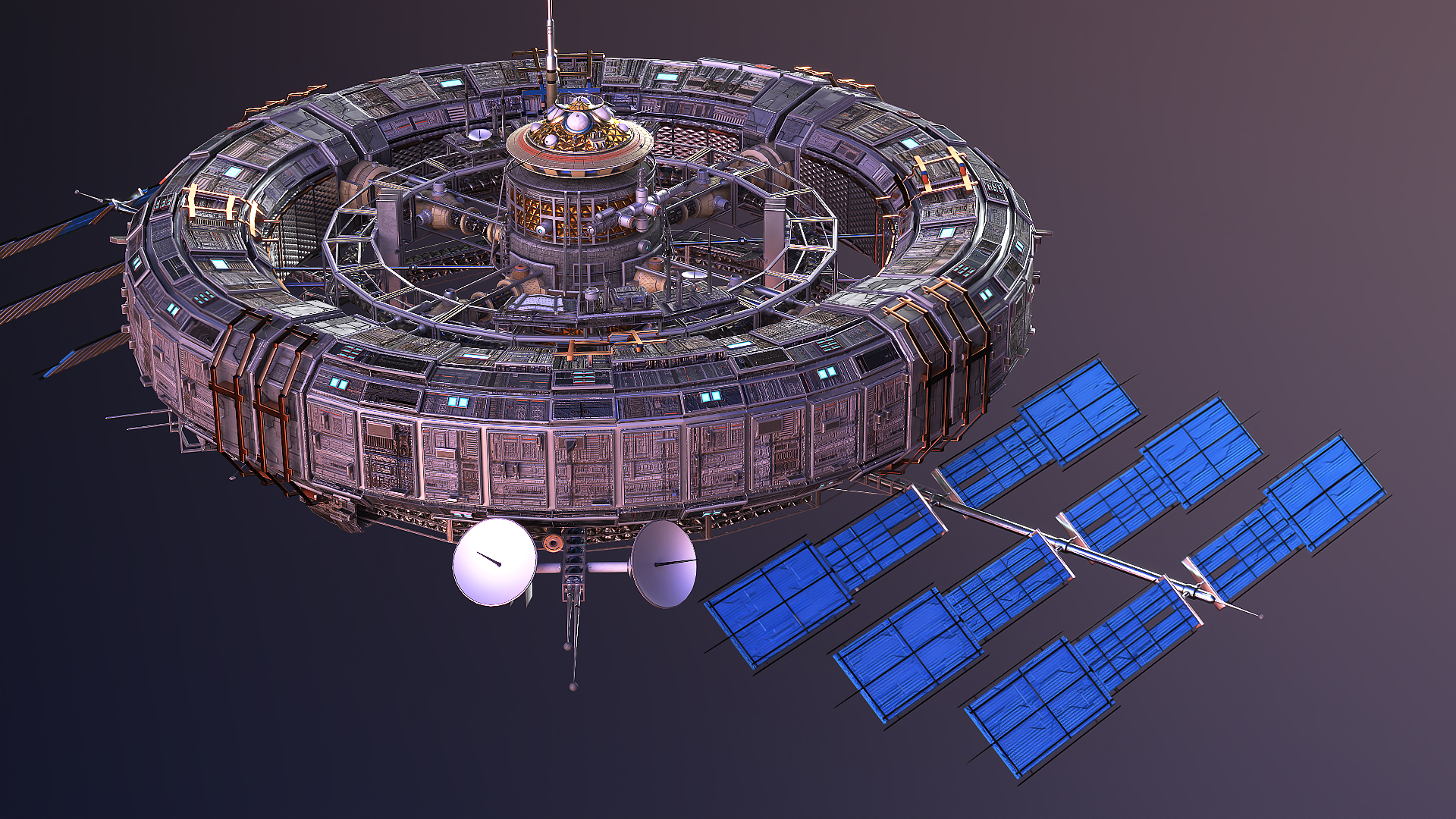 Futuristic Space Station Structure 3D model