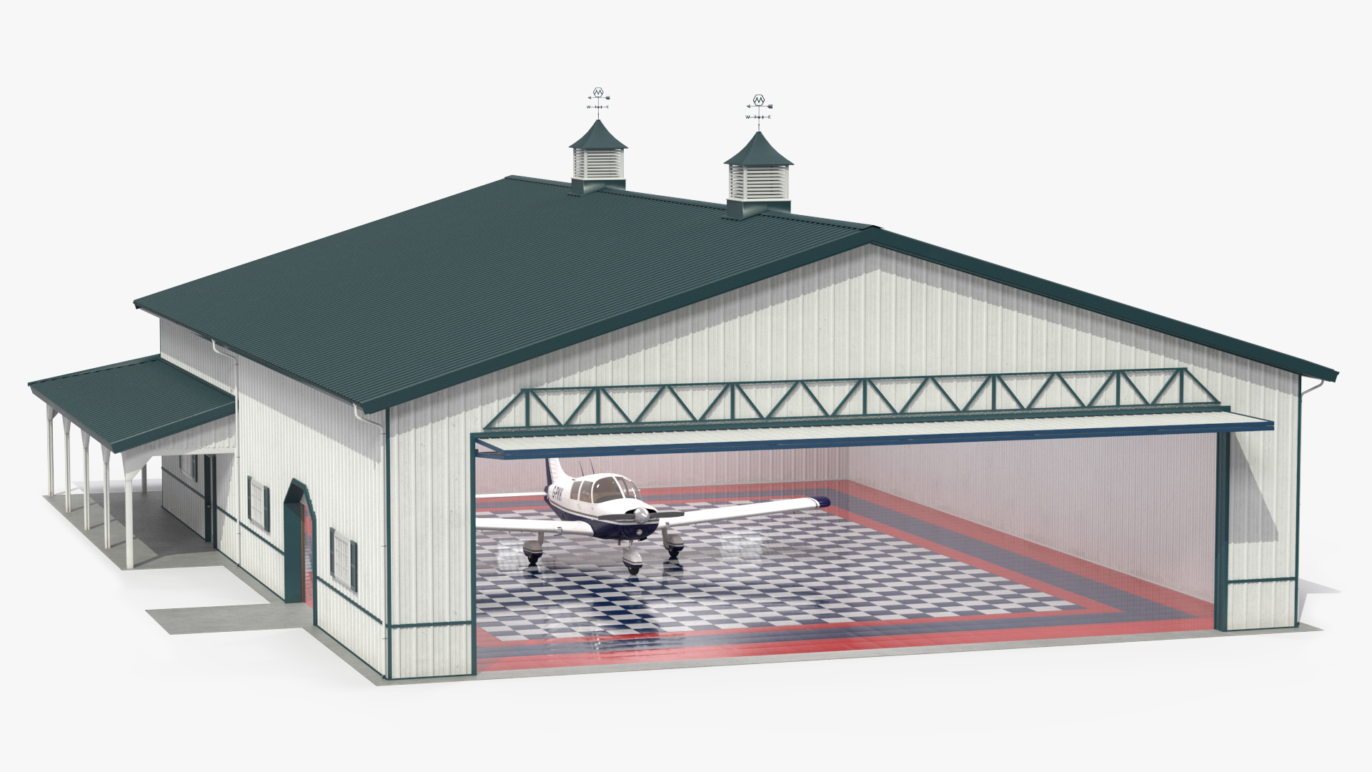 3D Piper PA-28-180 Cherokee Hangar Rigged model
