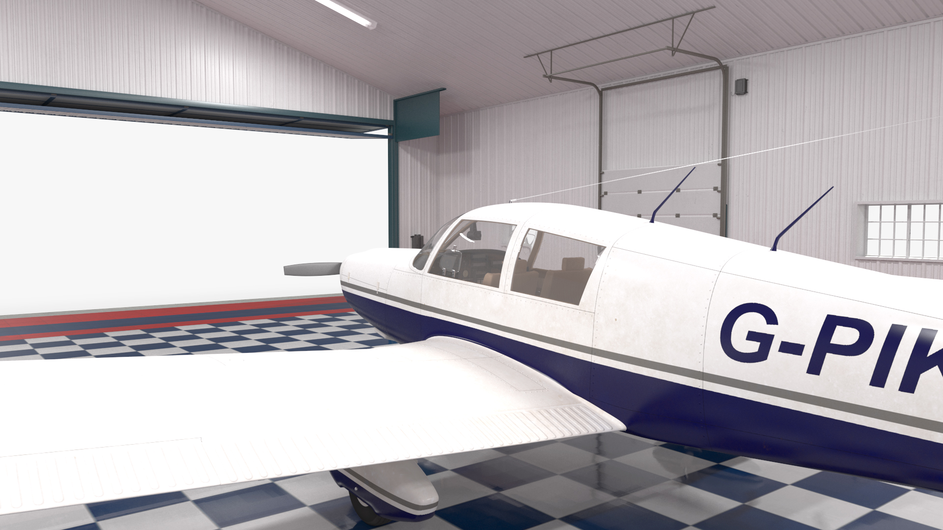 3D Piper PA-28-180 Cherokee Hangar Rigged model
