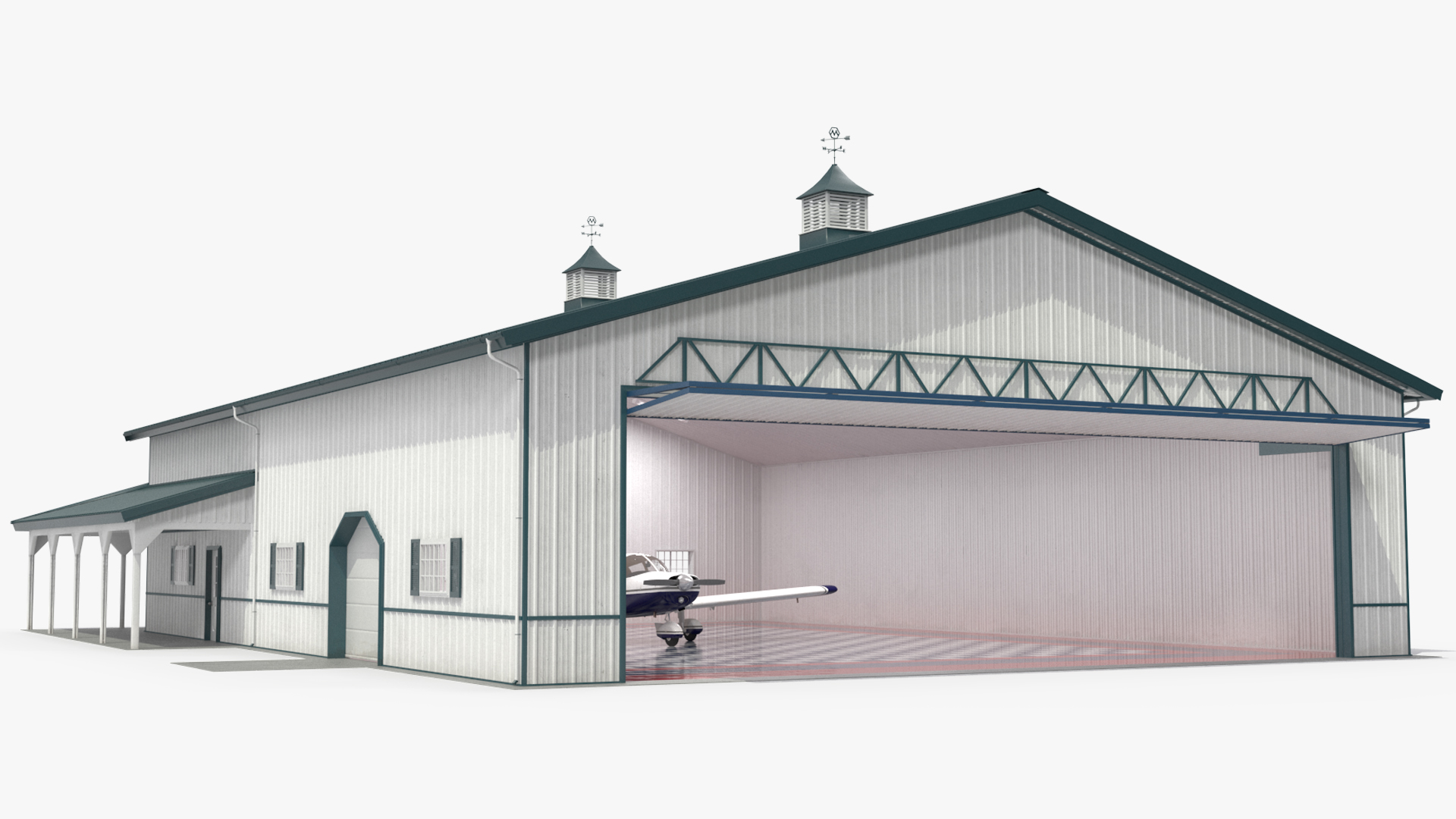 3D Piper PA-28-180 Cherokee Hangar Rigged model