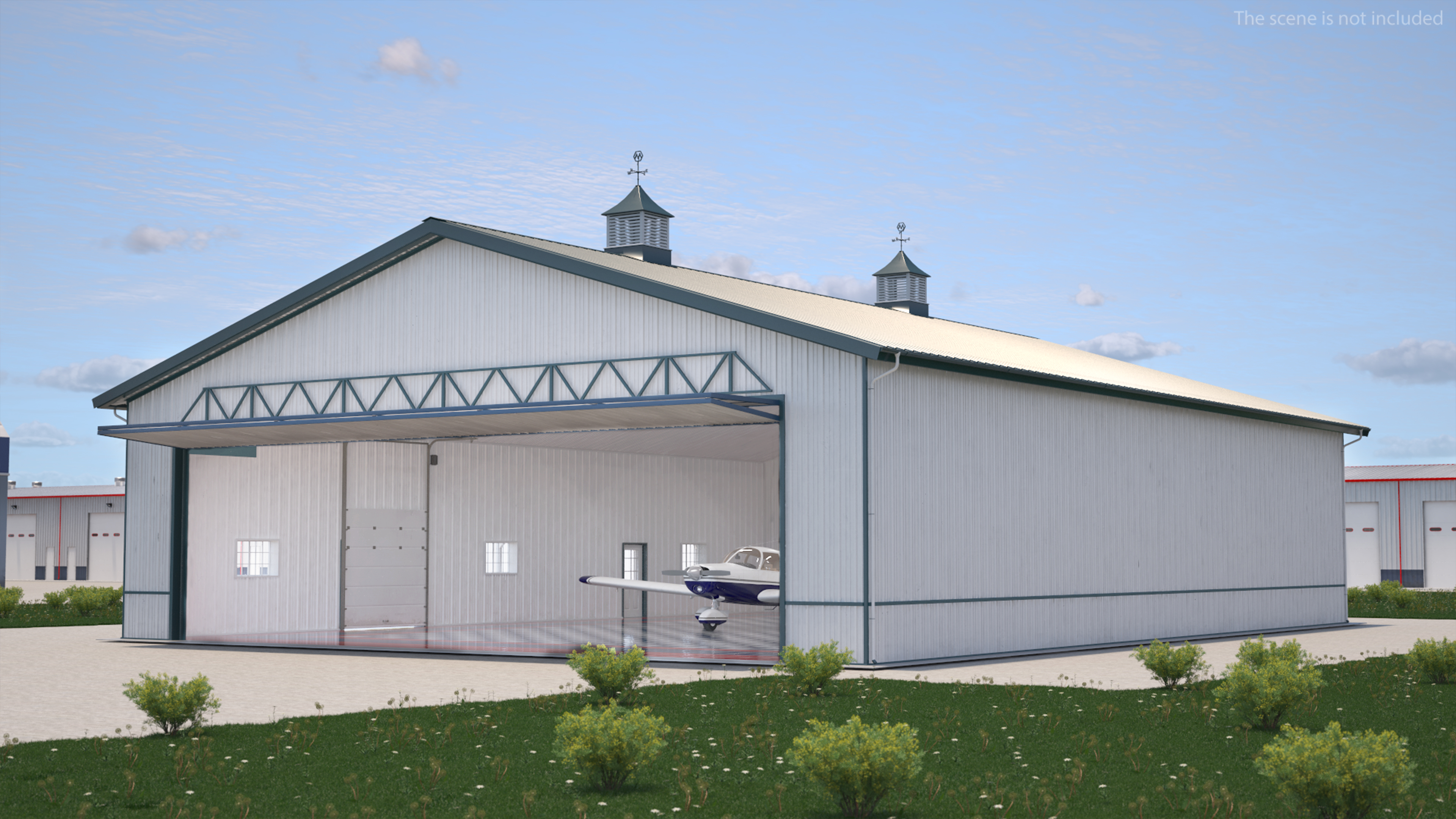 3D Piper PA-28-180 Cherokee Hangar Rigged model