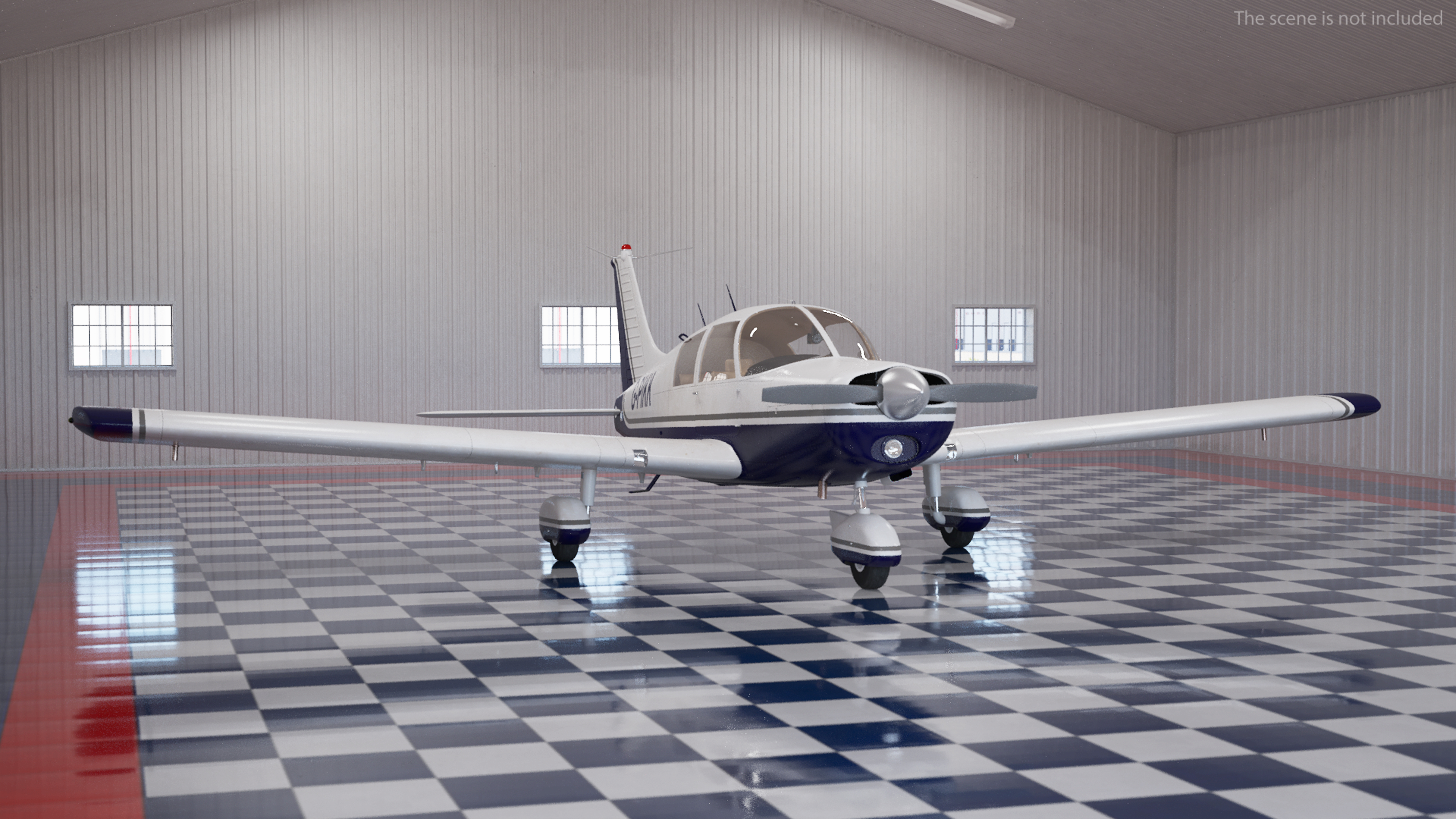 3D Piper PA-28-180 Cherokee Hangar Rigged model