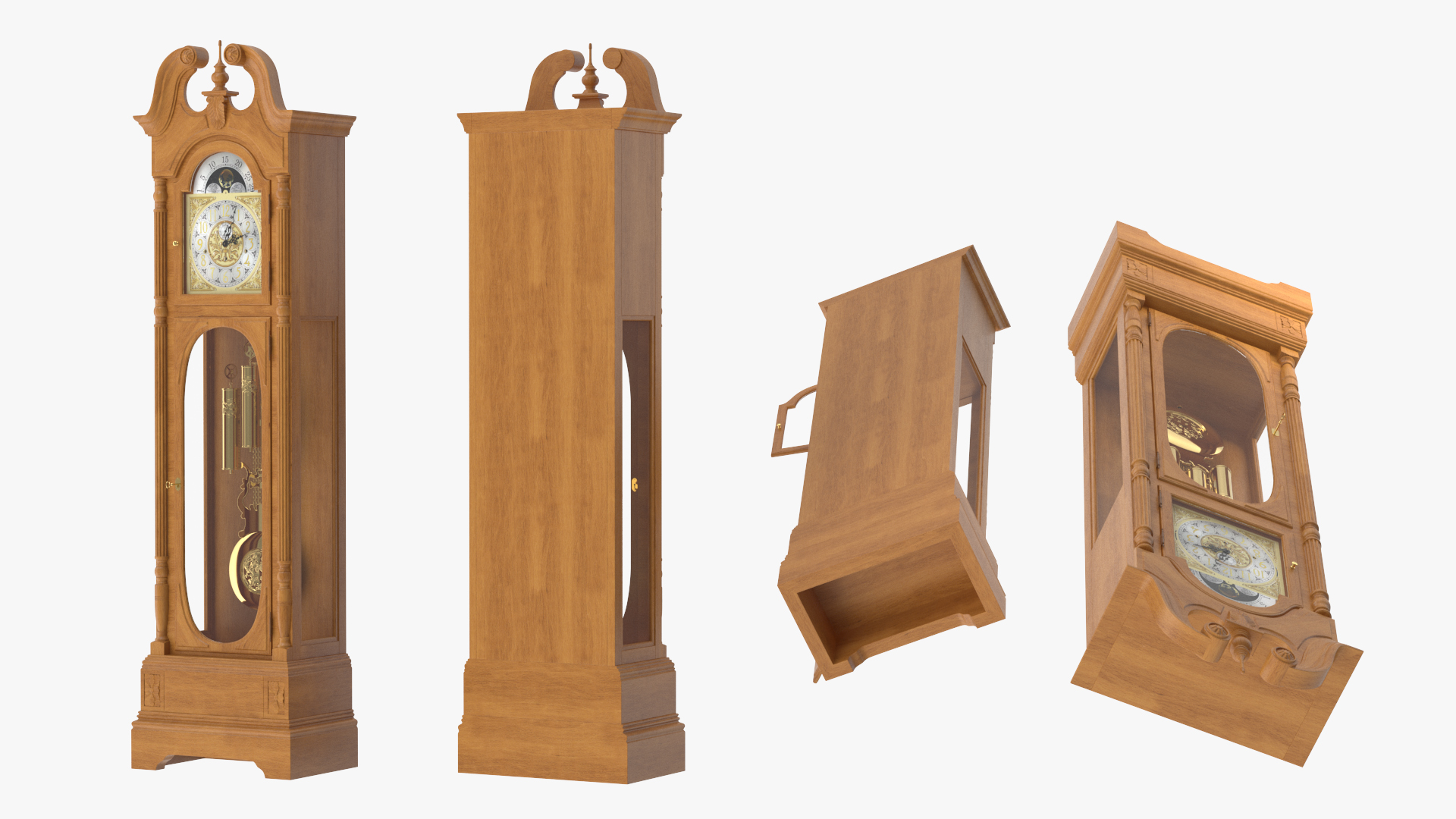 3D model Standing Grandfather Clock Oak