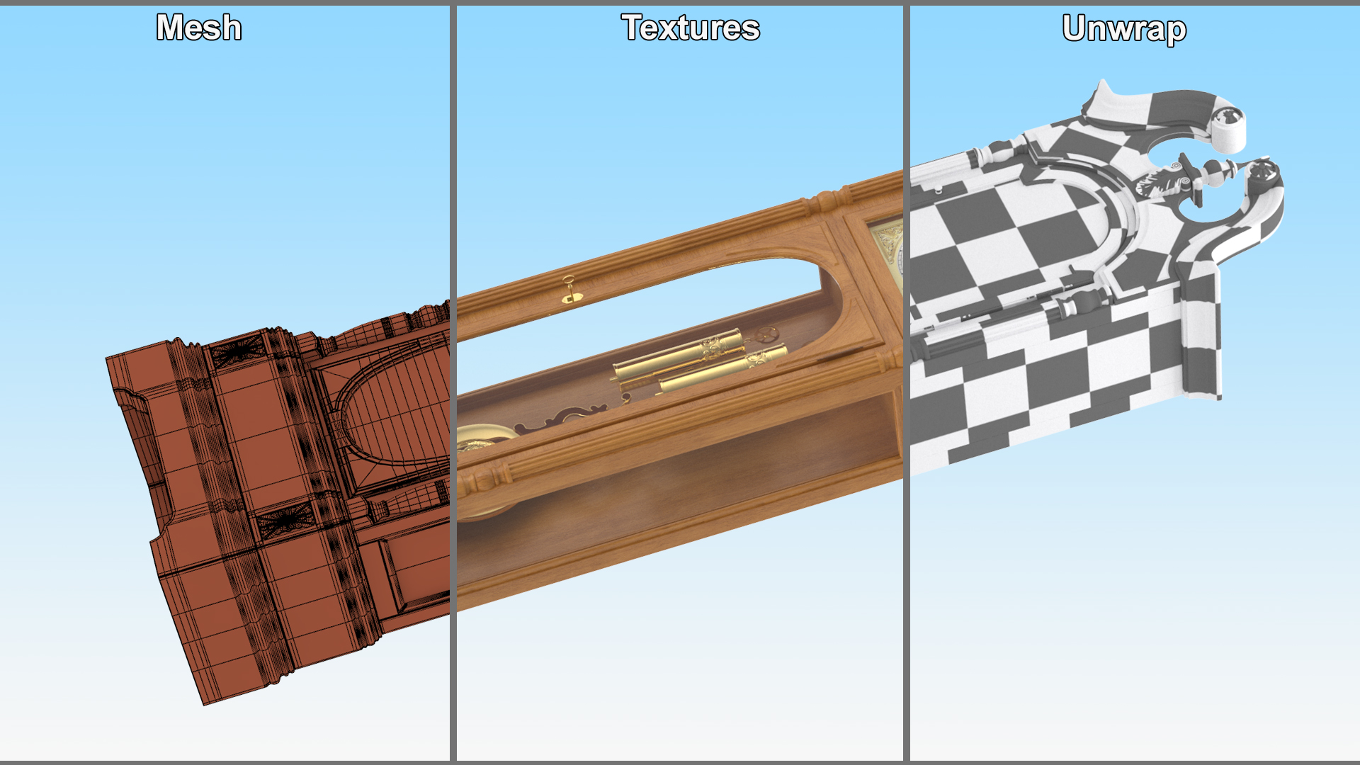 3D model Standing Grandfather Clock Oak