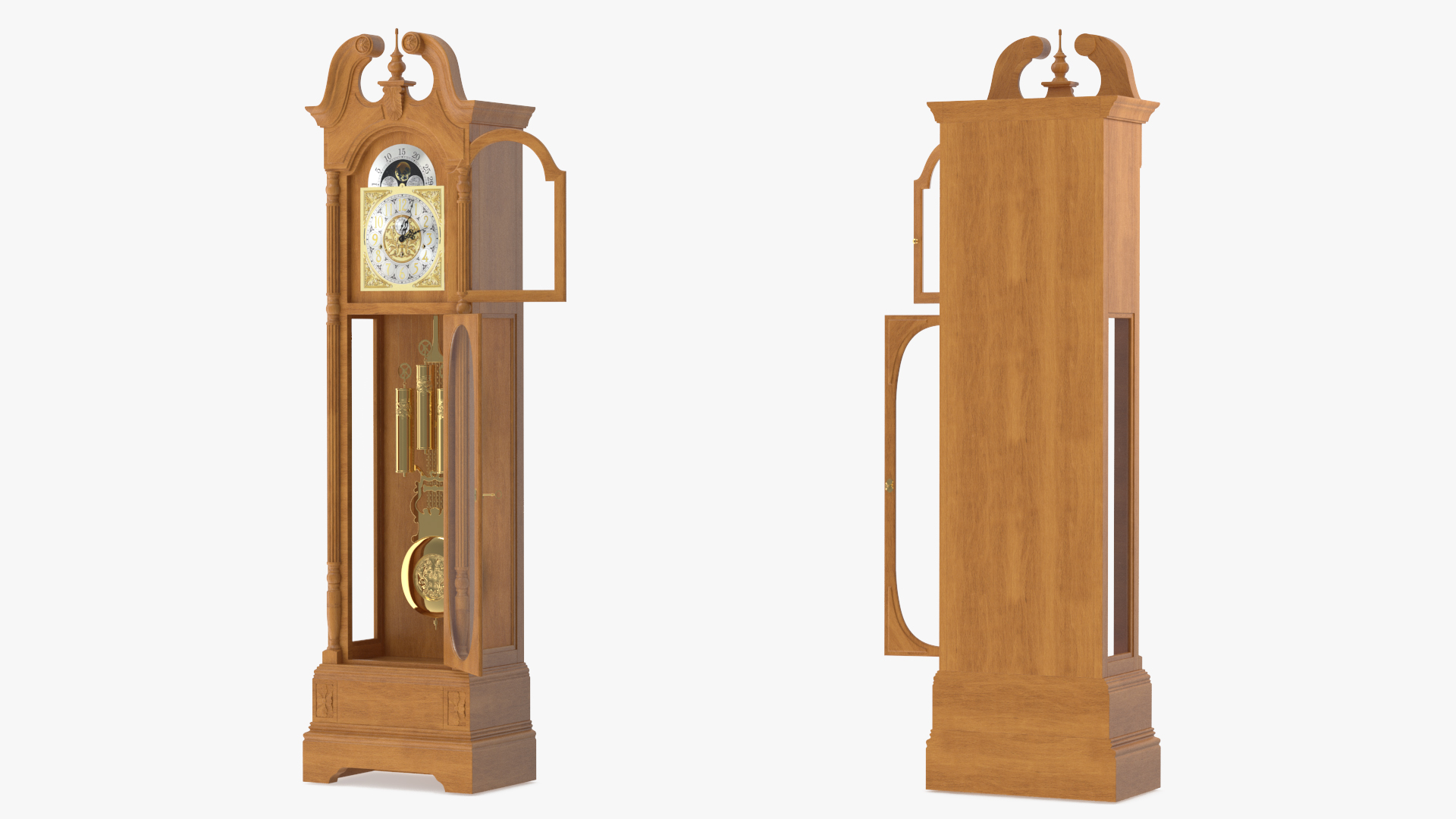 3D model Standing Grandfather Clock Oak