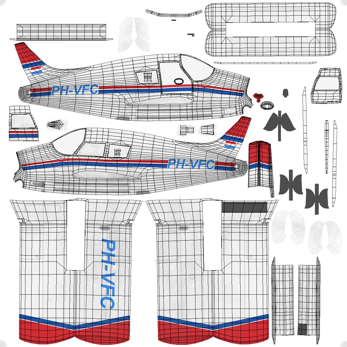 Piper PA 28 Cherokee Rigged 3D