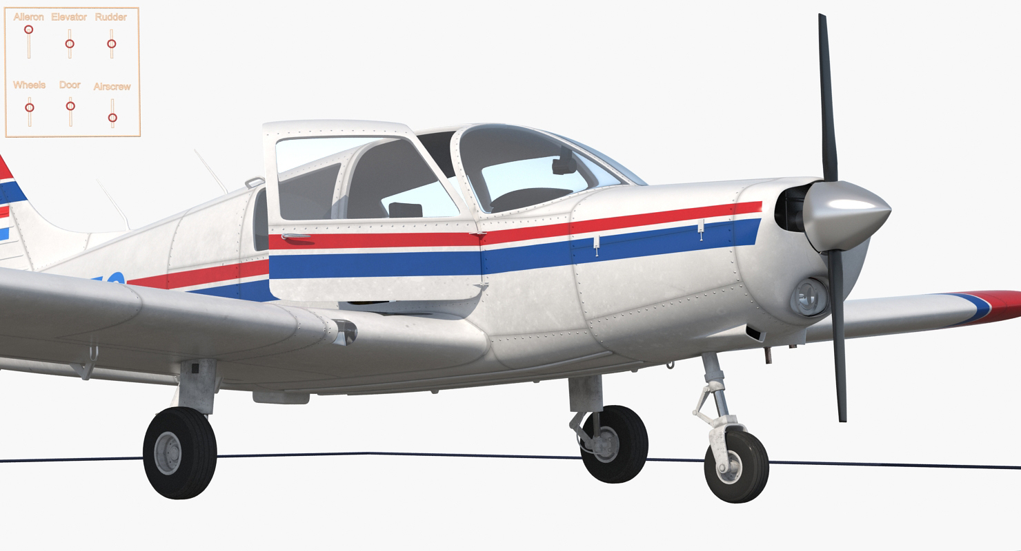 Piper PA 28 Cherokee Rigged 3D