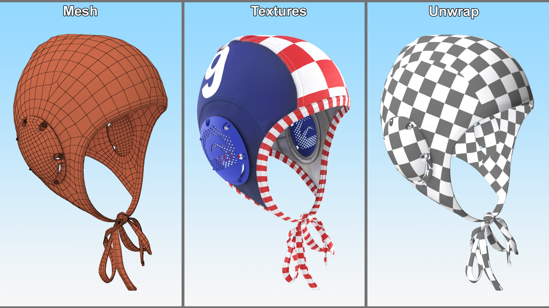3D Water polo cap Red model