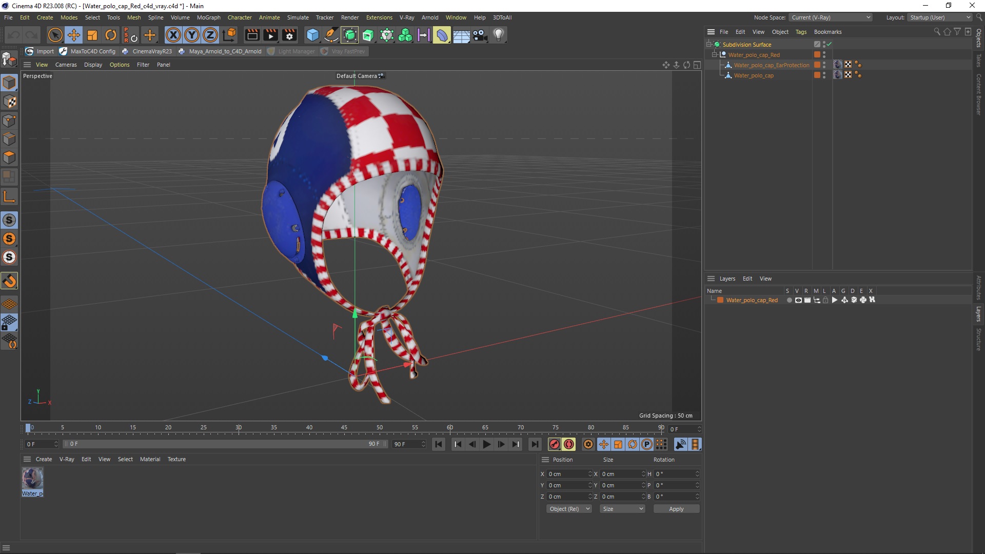 3D Water polo cap Red model
