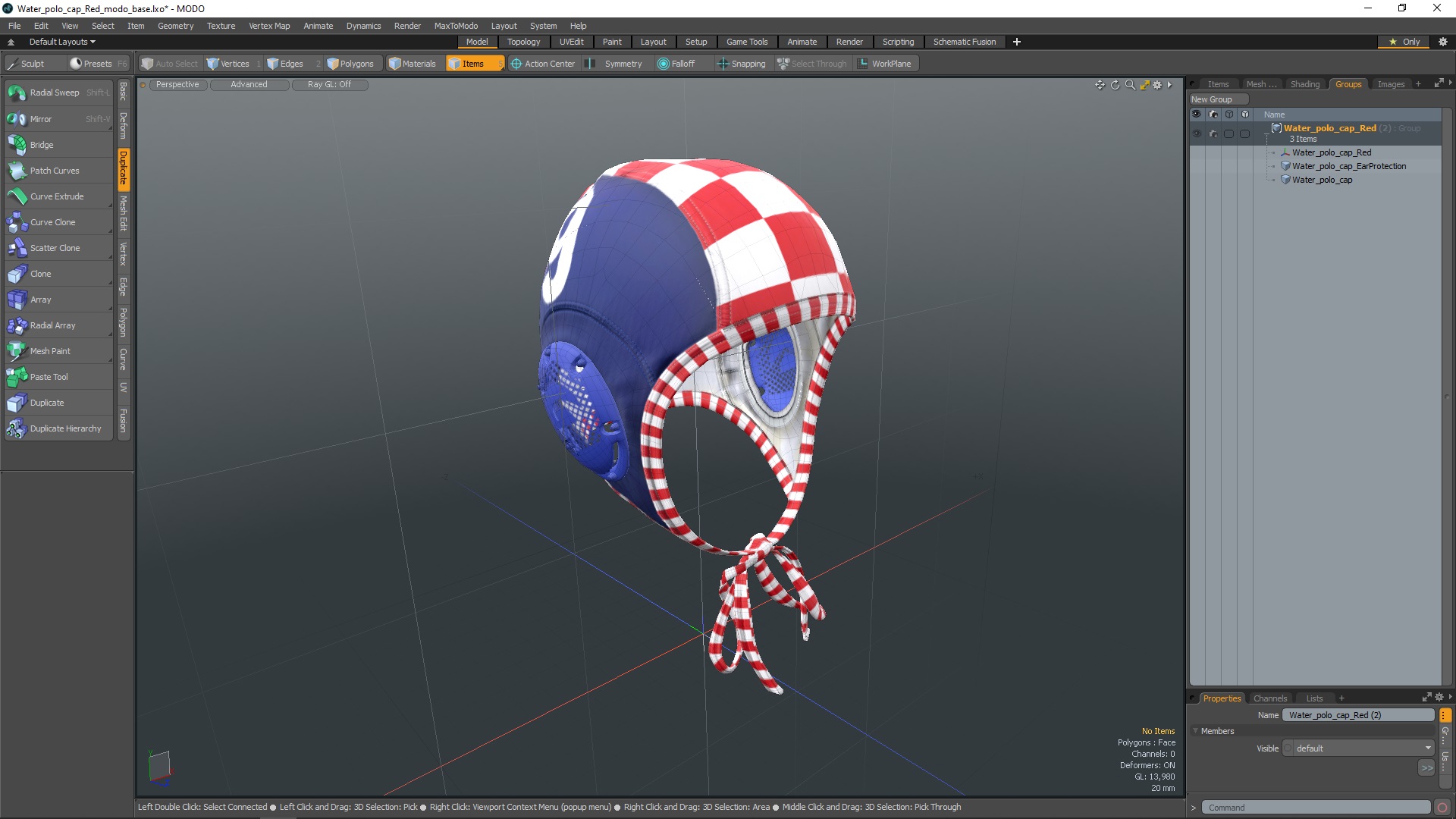3D Water polo cap Red model