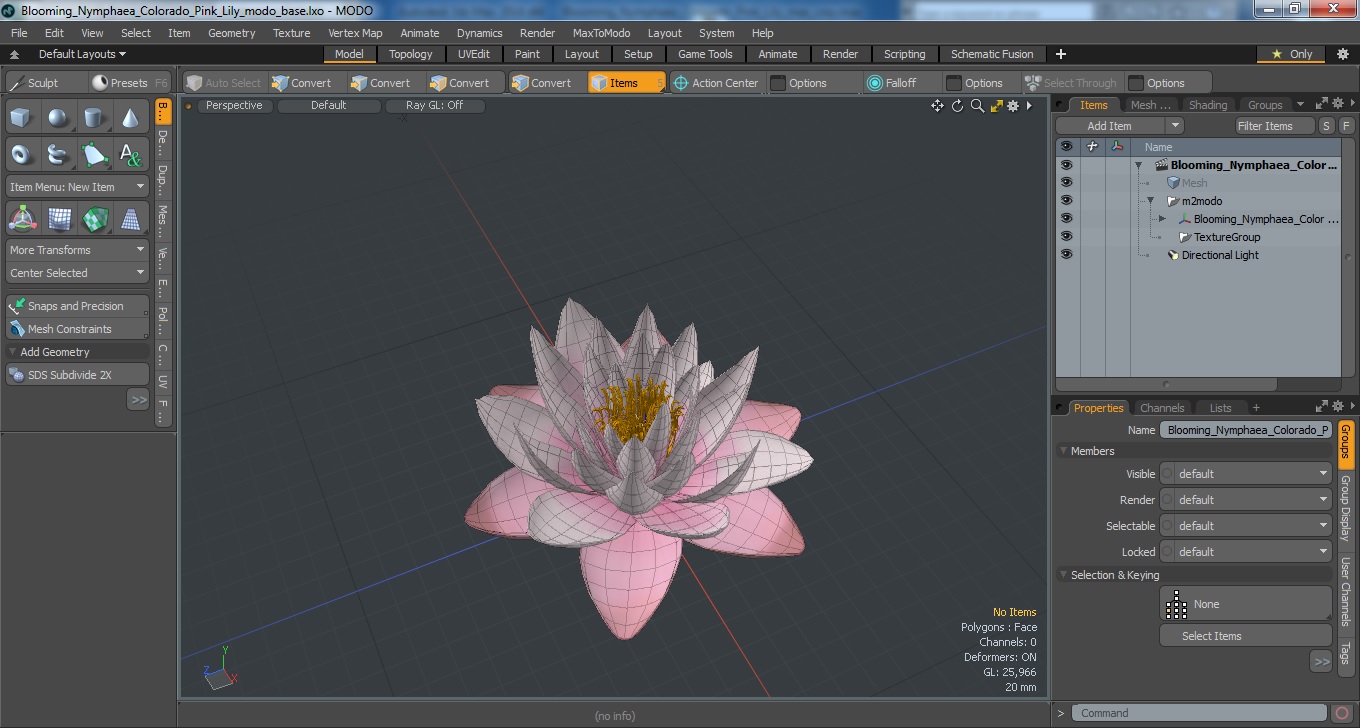 3D Blooming Nymphaea Colorado Pink Lily