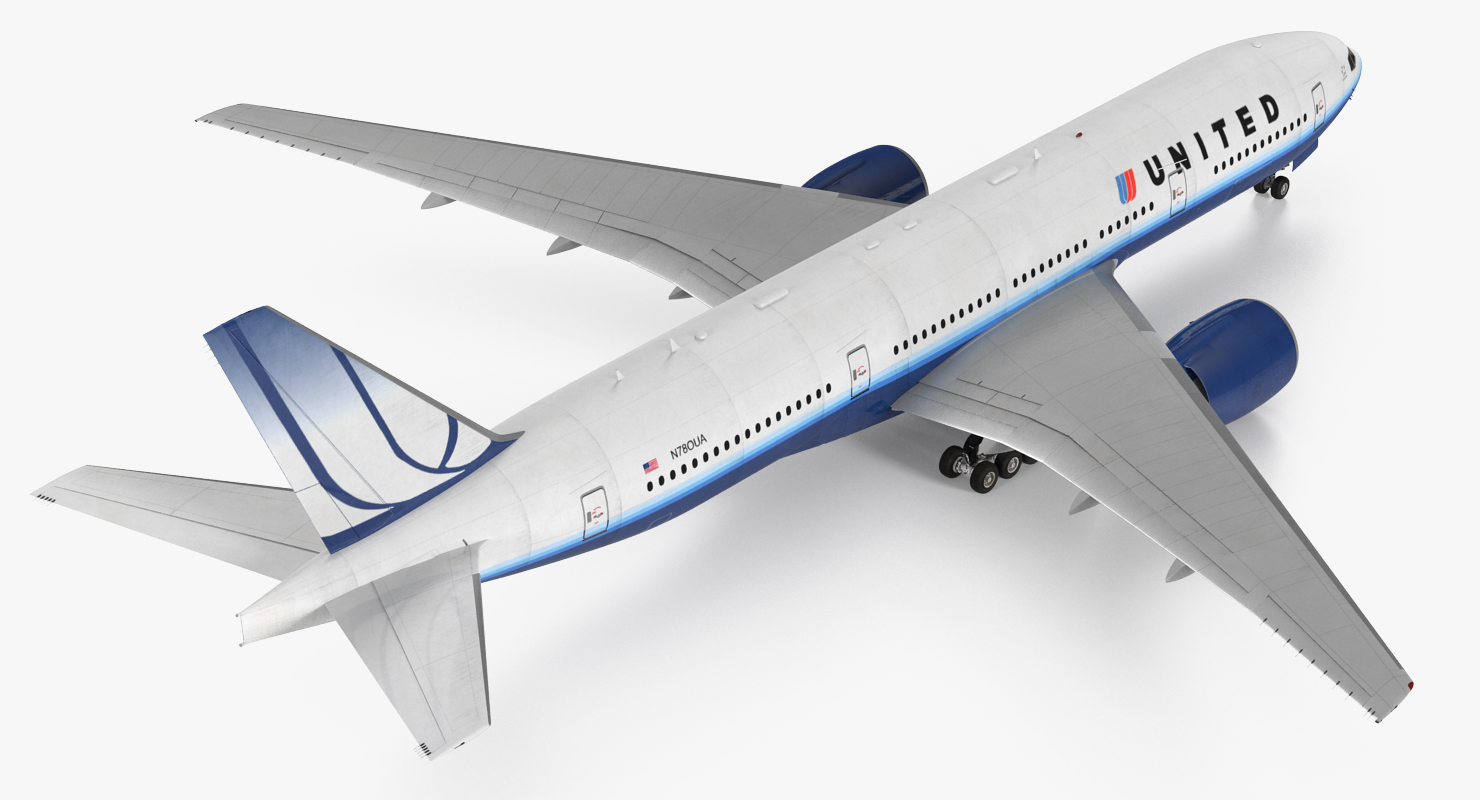 Boeing 777 200 United Airlines Rigged 3D