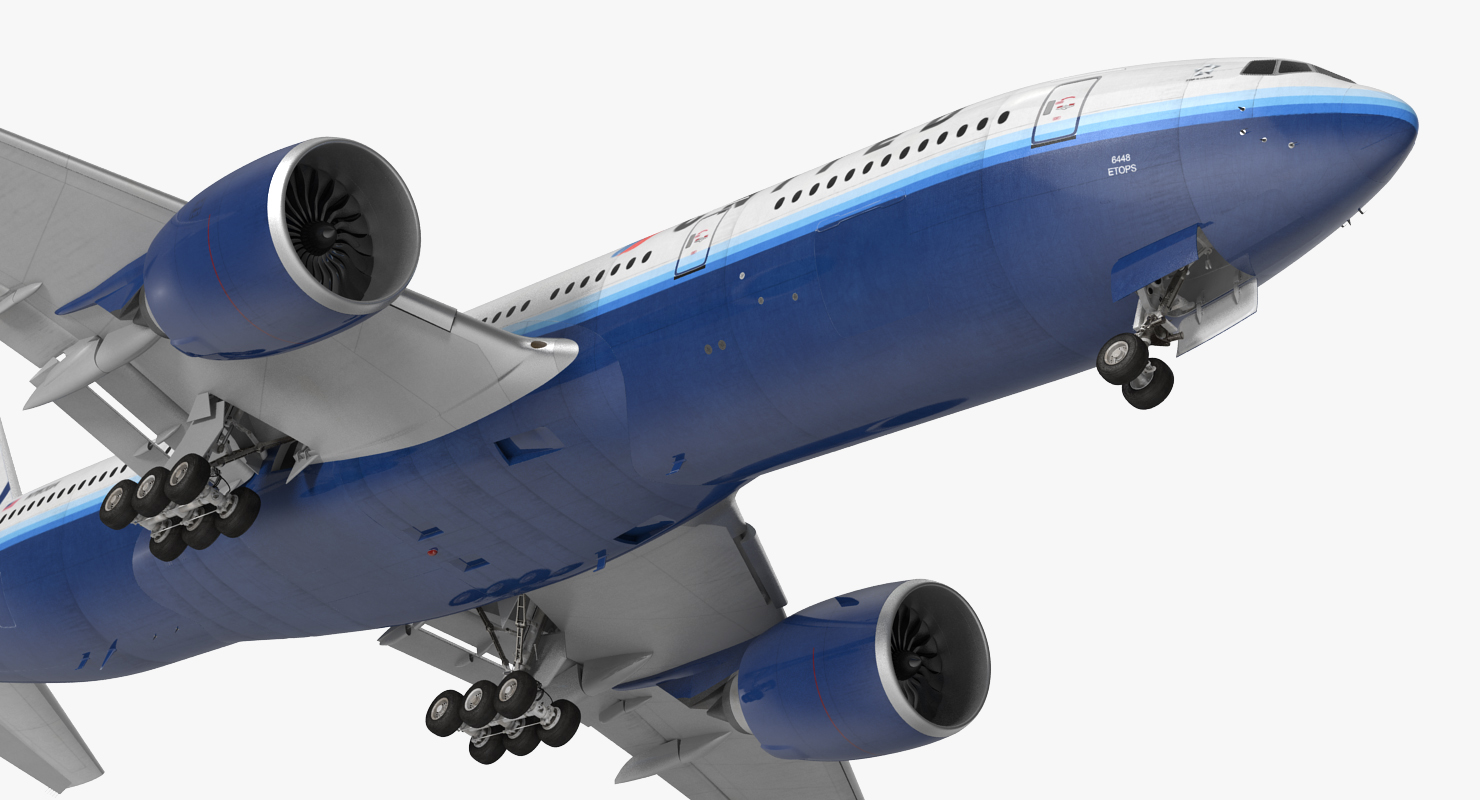 Boeing 777 200 United Airlines Rigged 3D