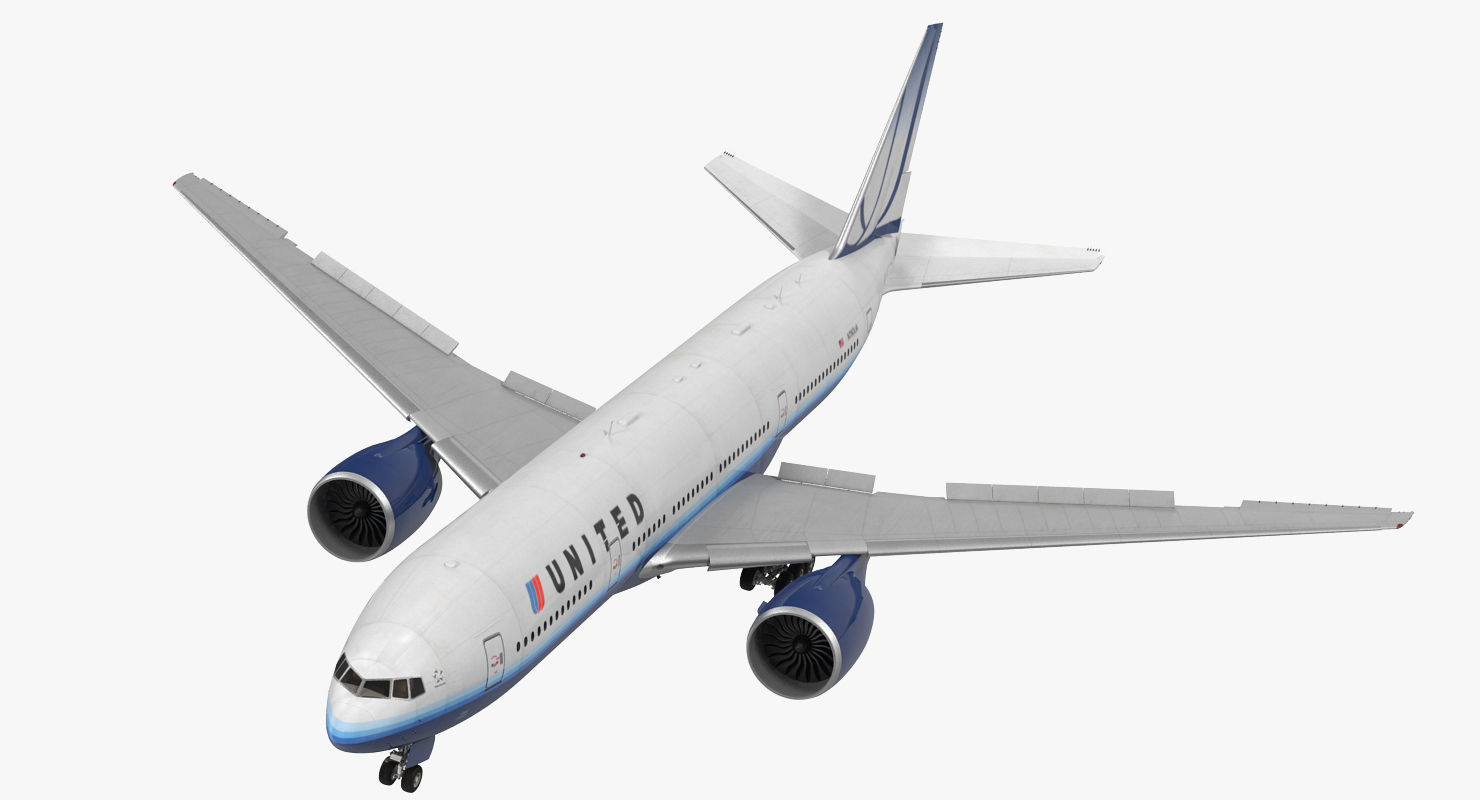 Boeing 777 200 United Airlines Rigged 3D