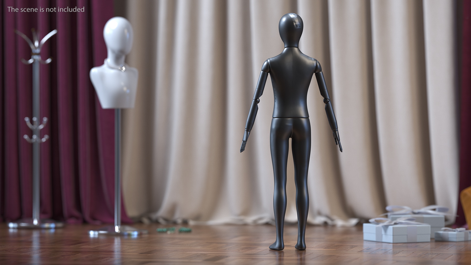 3D Flexible Child Mannequin Neutral Pose Black model
