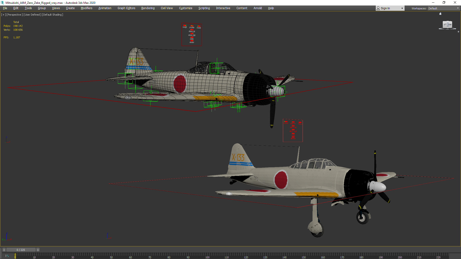 3D Mitsubishi A6M Zero Zeke Rigged