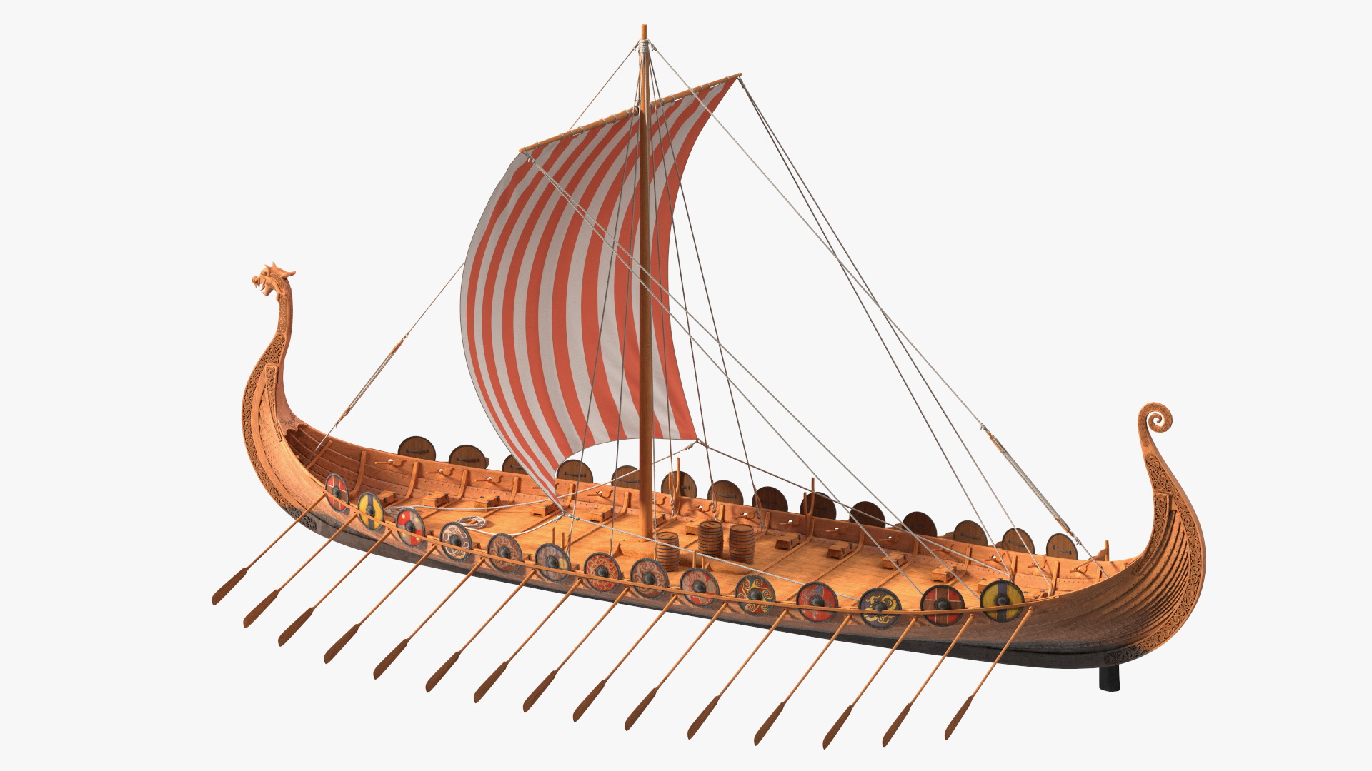 3D Viking Drakkar Sail Red model