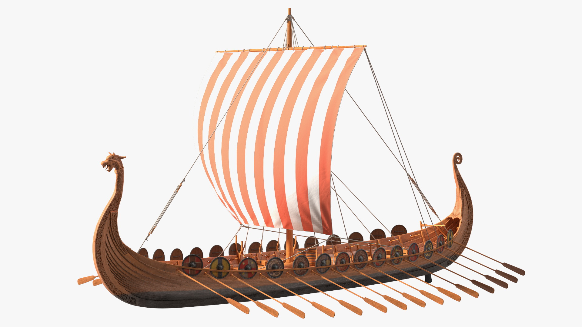 3D Viking Drakkar Sail Red model