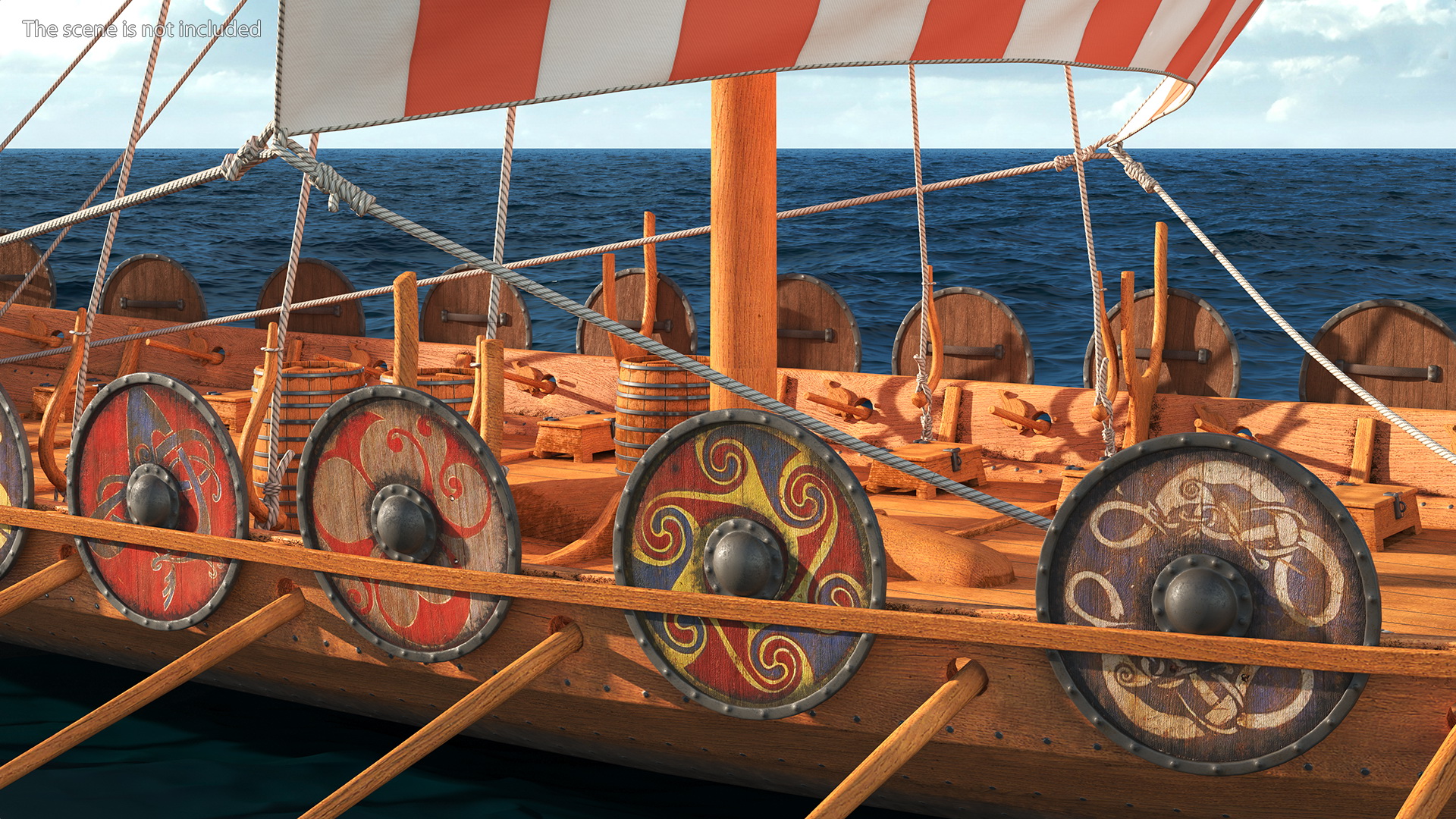 3D Viking Drakkar Sail Red model