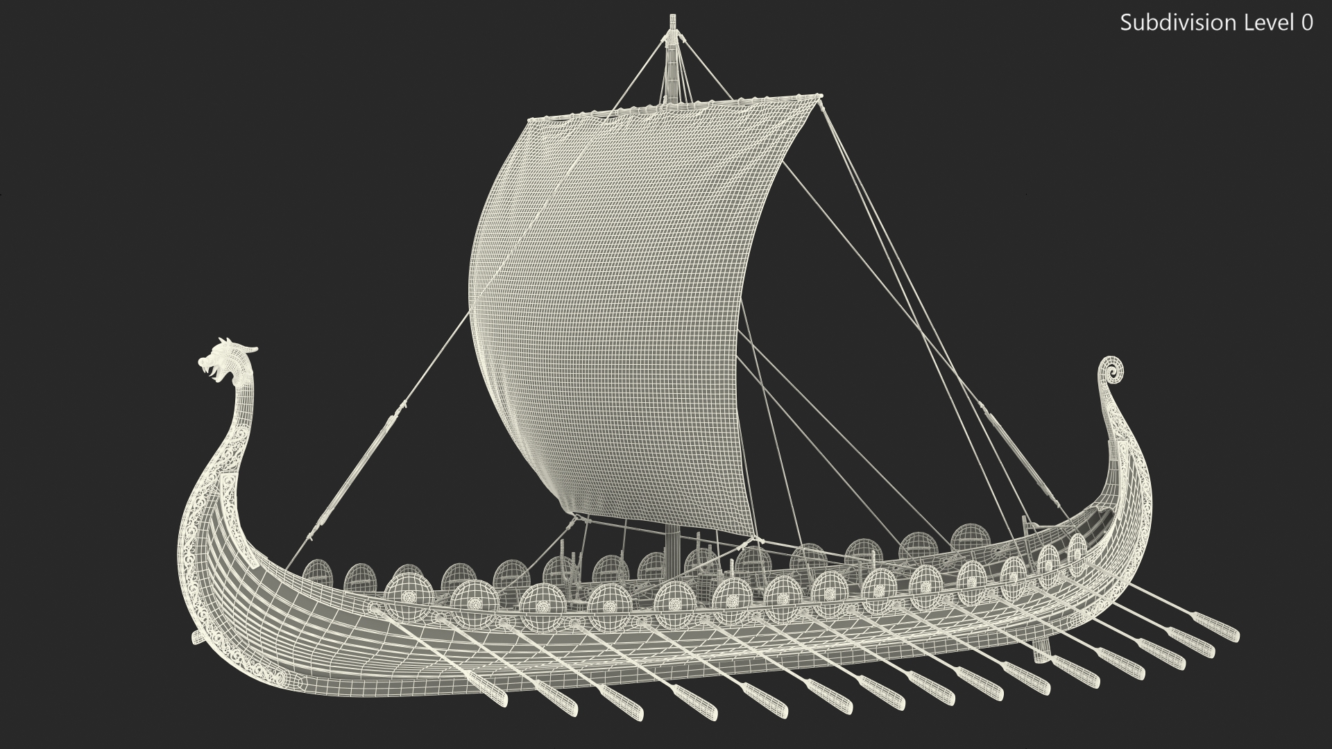 3D Viking Drakkar Sail Red model