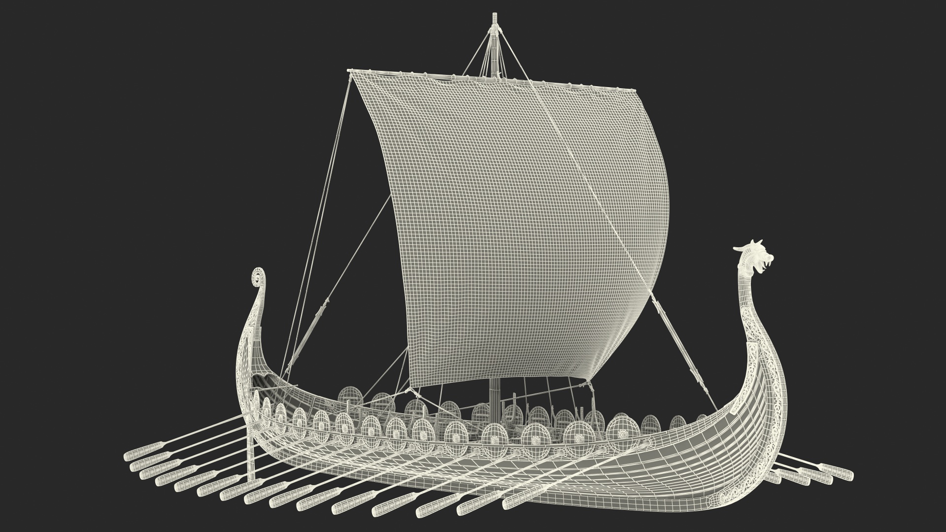 3D Viking Drakkar Sail Red model