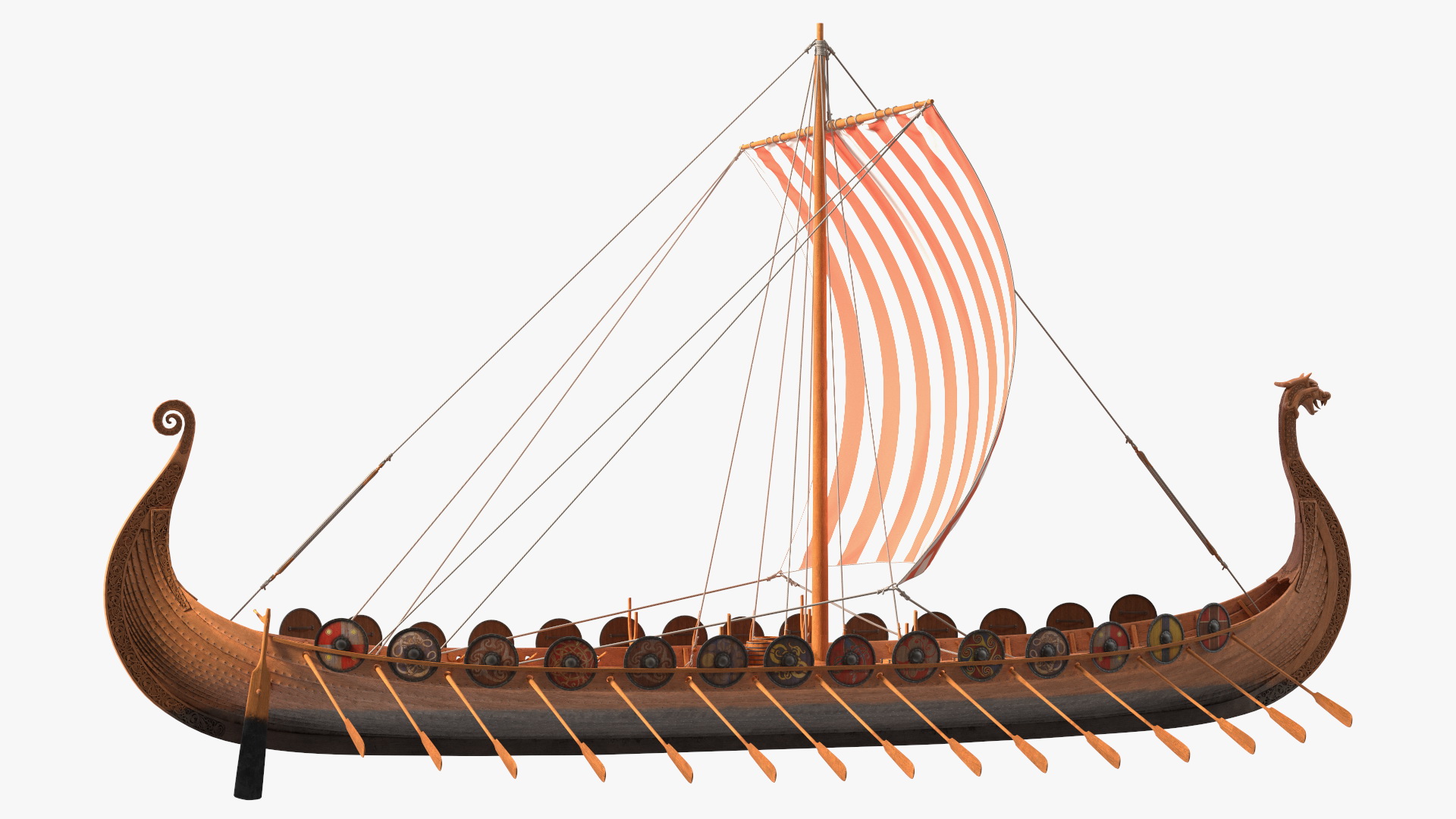 3D Viking Drakkar Sail Red model