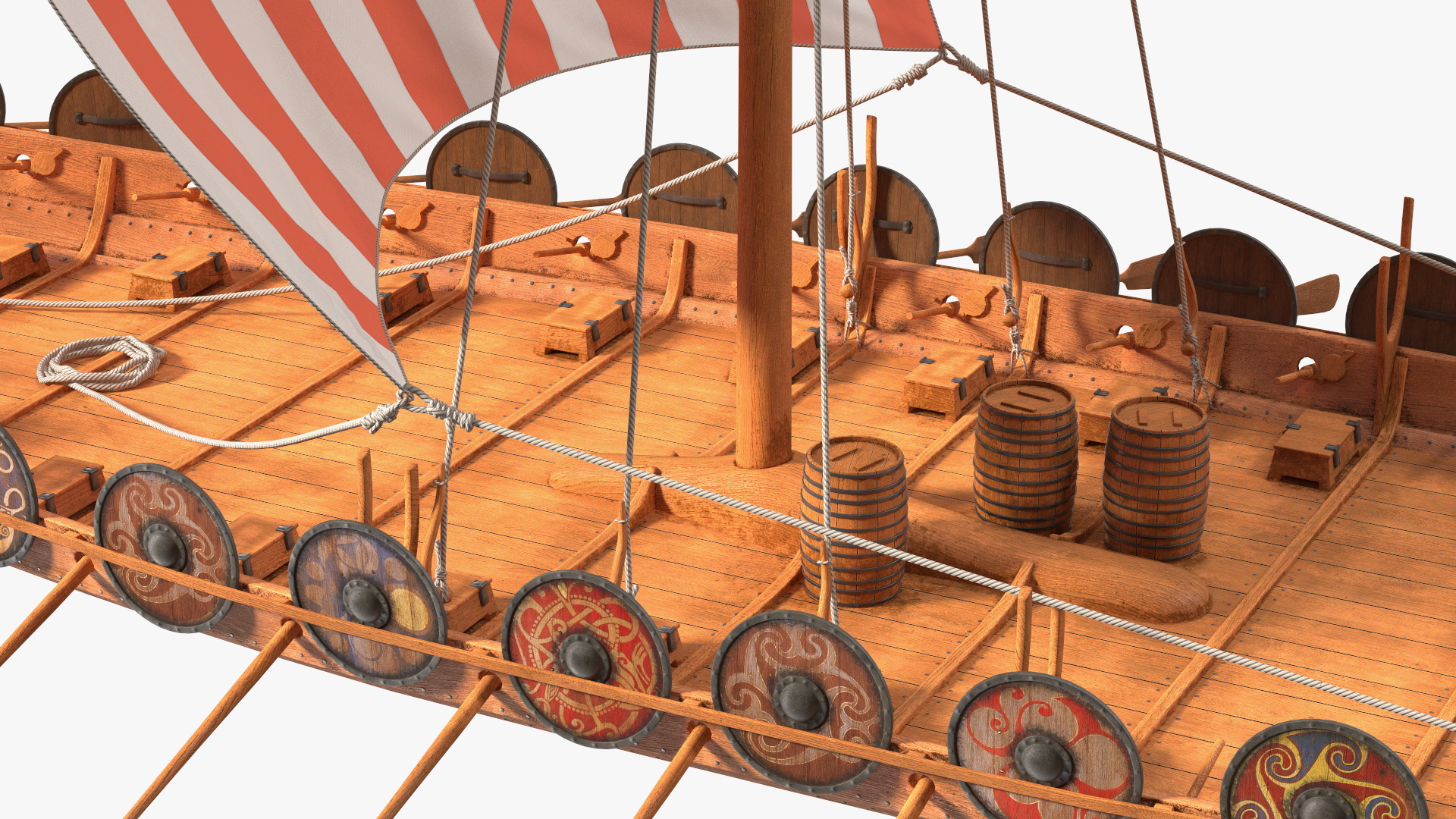 3D Viking Drakkar Sail Red model