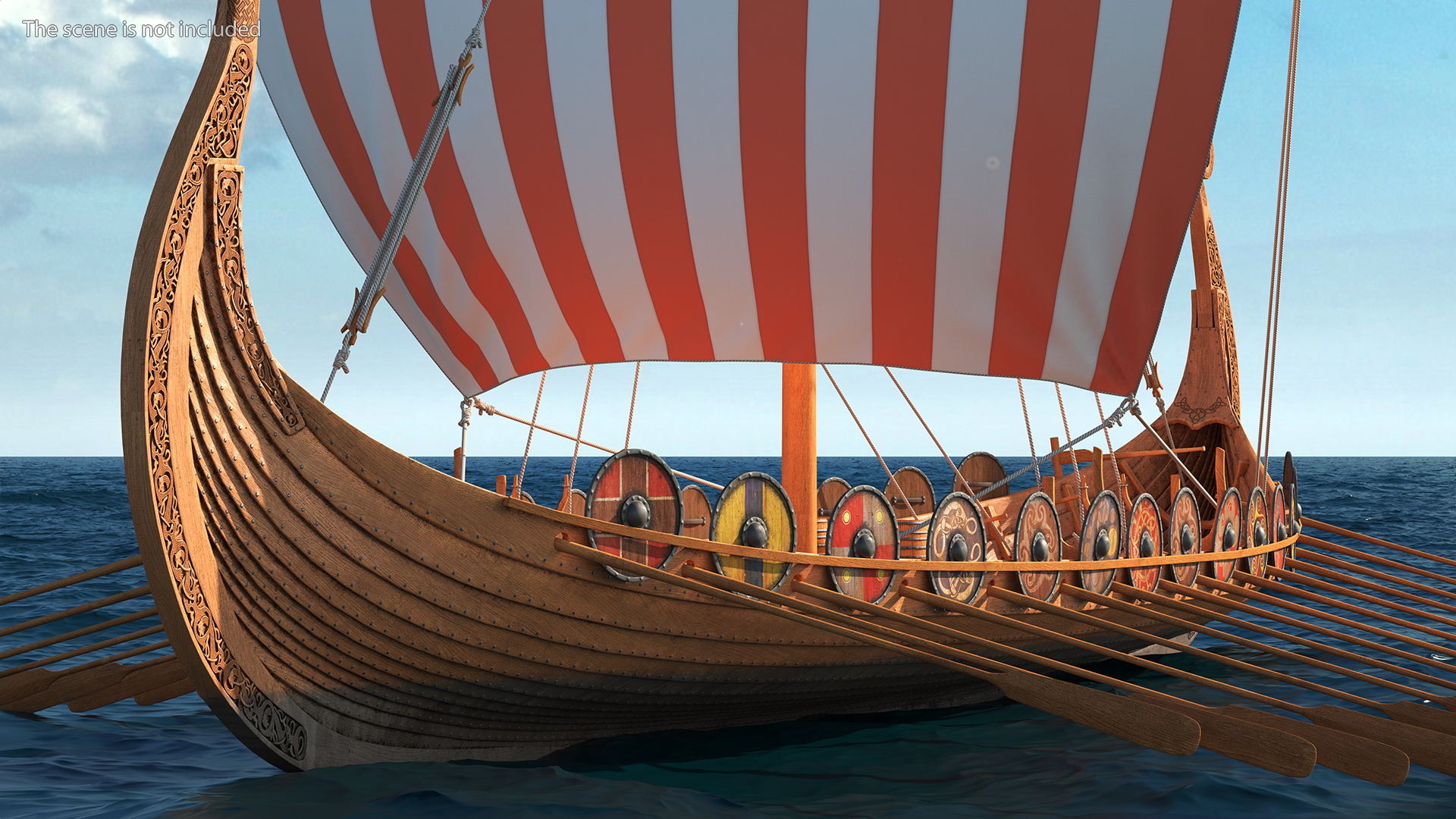 3D Viking Drakkar Sail Red model