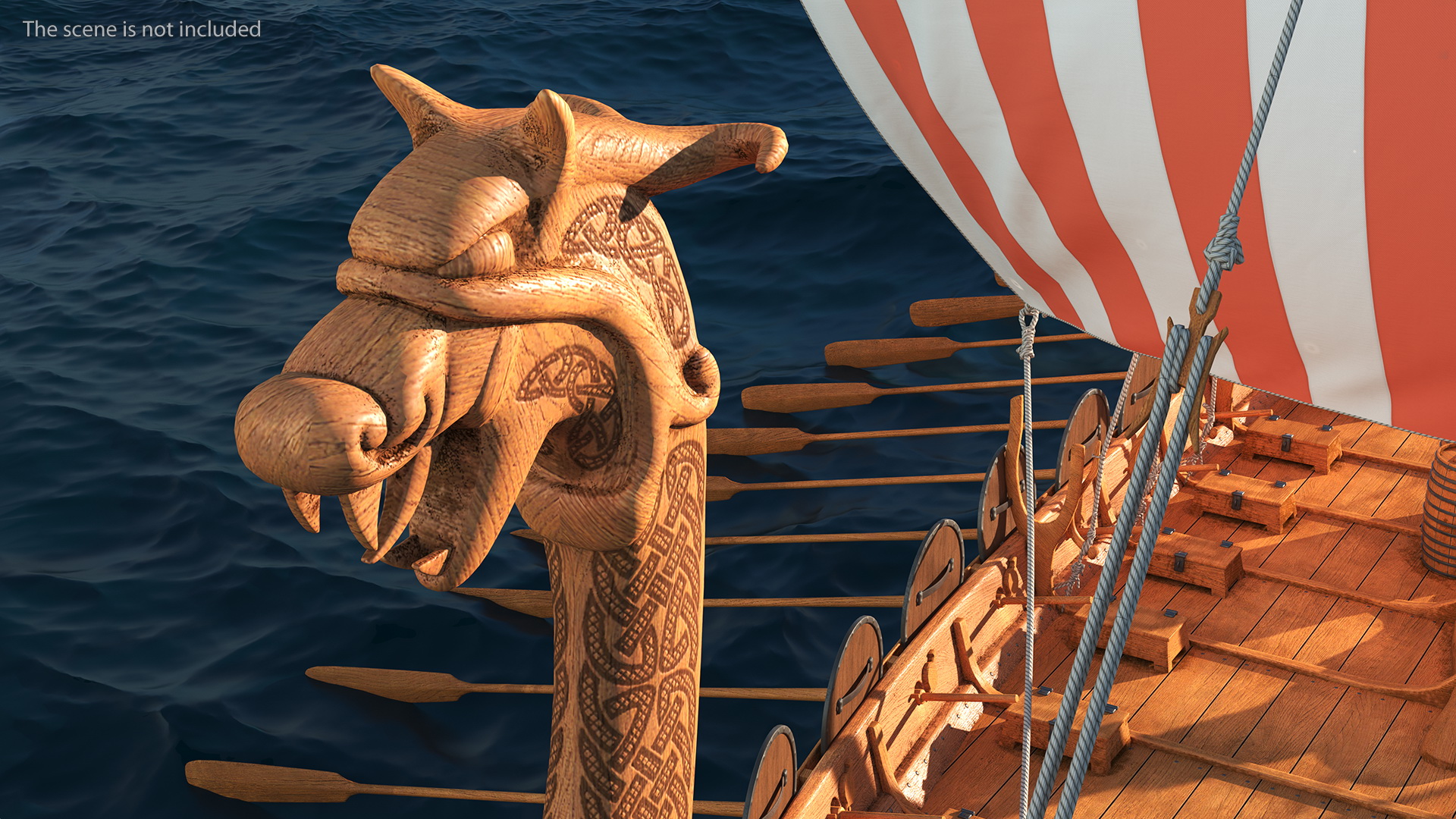 3D Viking Drakkar Sail Red model