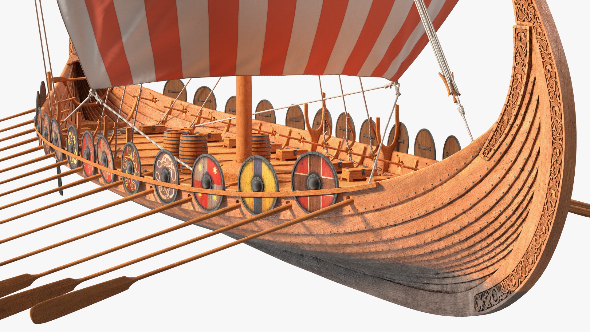 3D Viking Drakkar Sail Red model