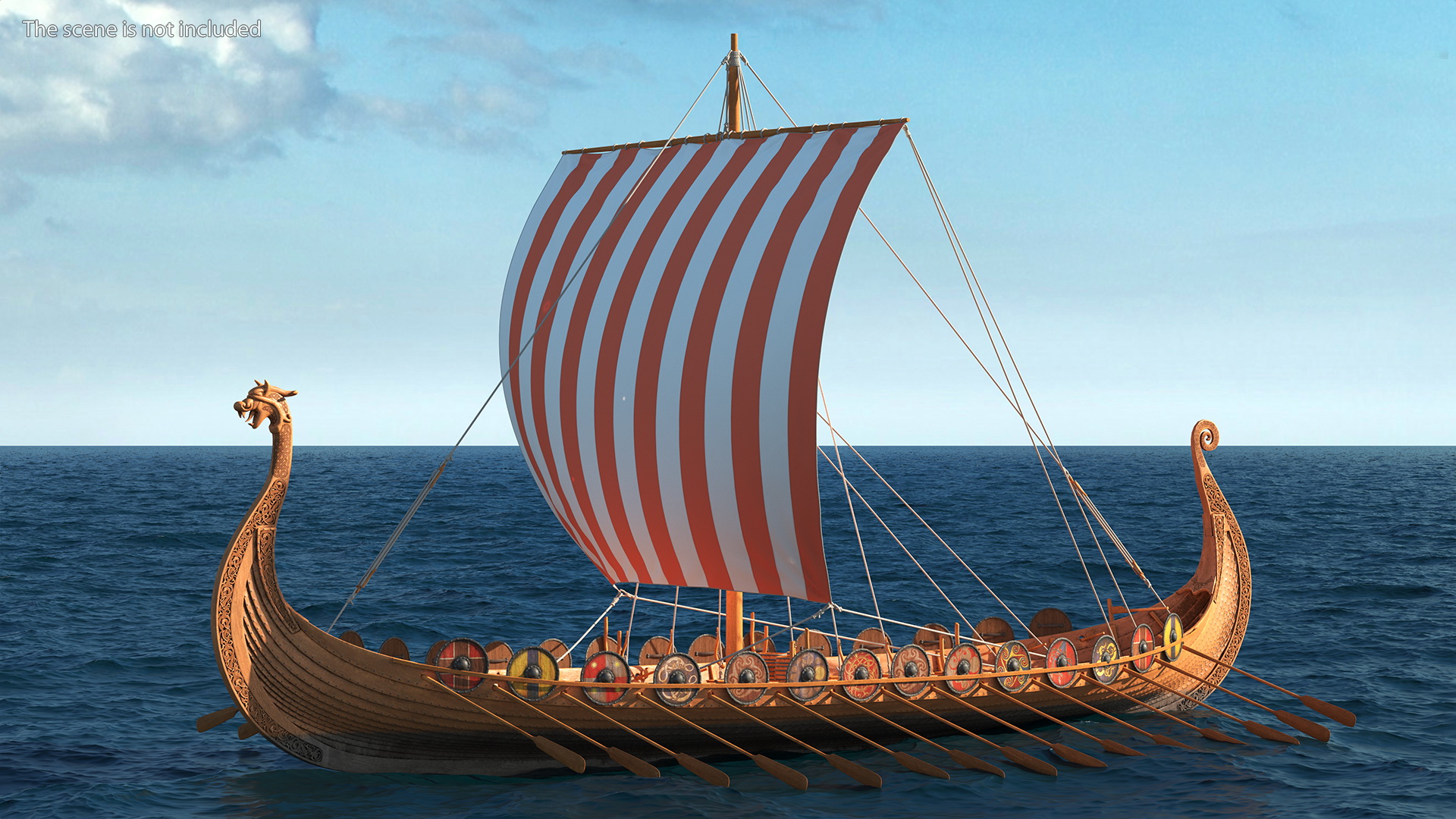 3D Viking Drakkar Sail Red model
