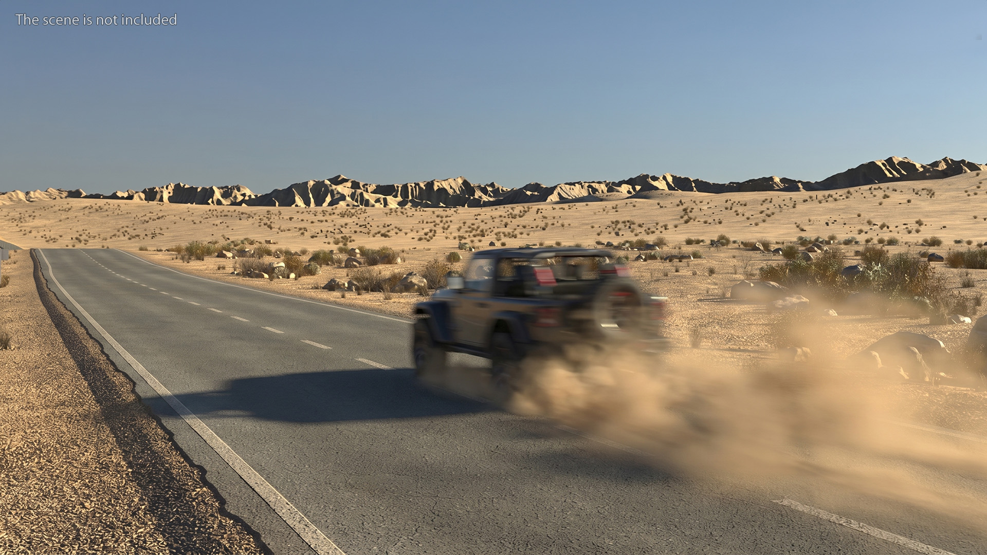 Two Lane Road Section with Gravel Sides - view 3