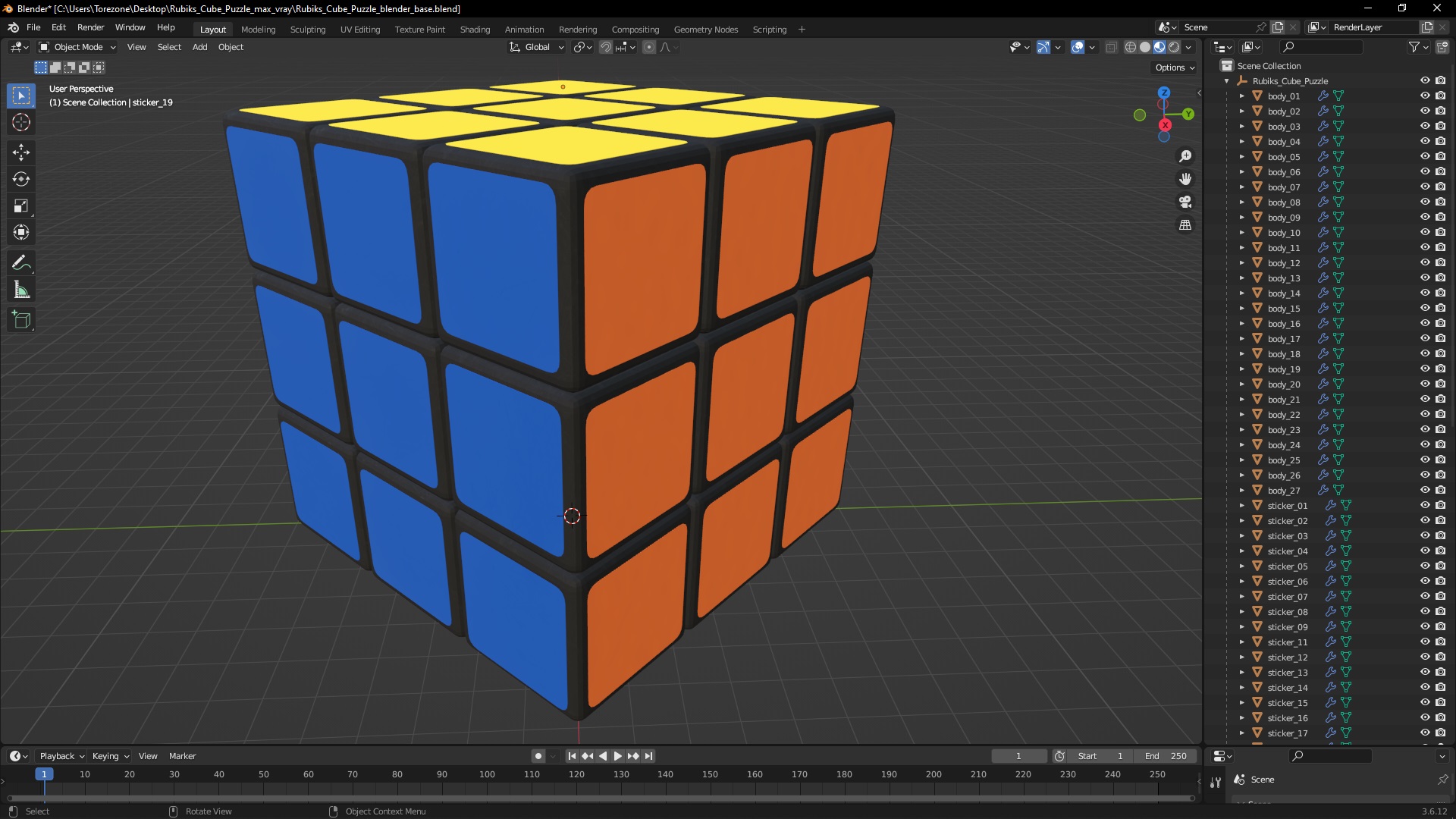 3D Rubiks Cube Puzzle model