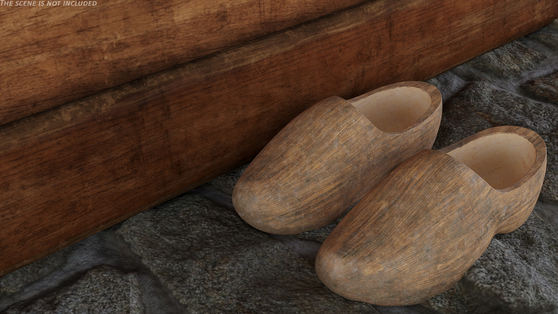 3D model Vintage Wooden Shoes