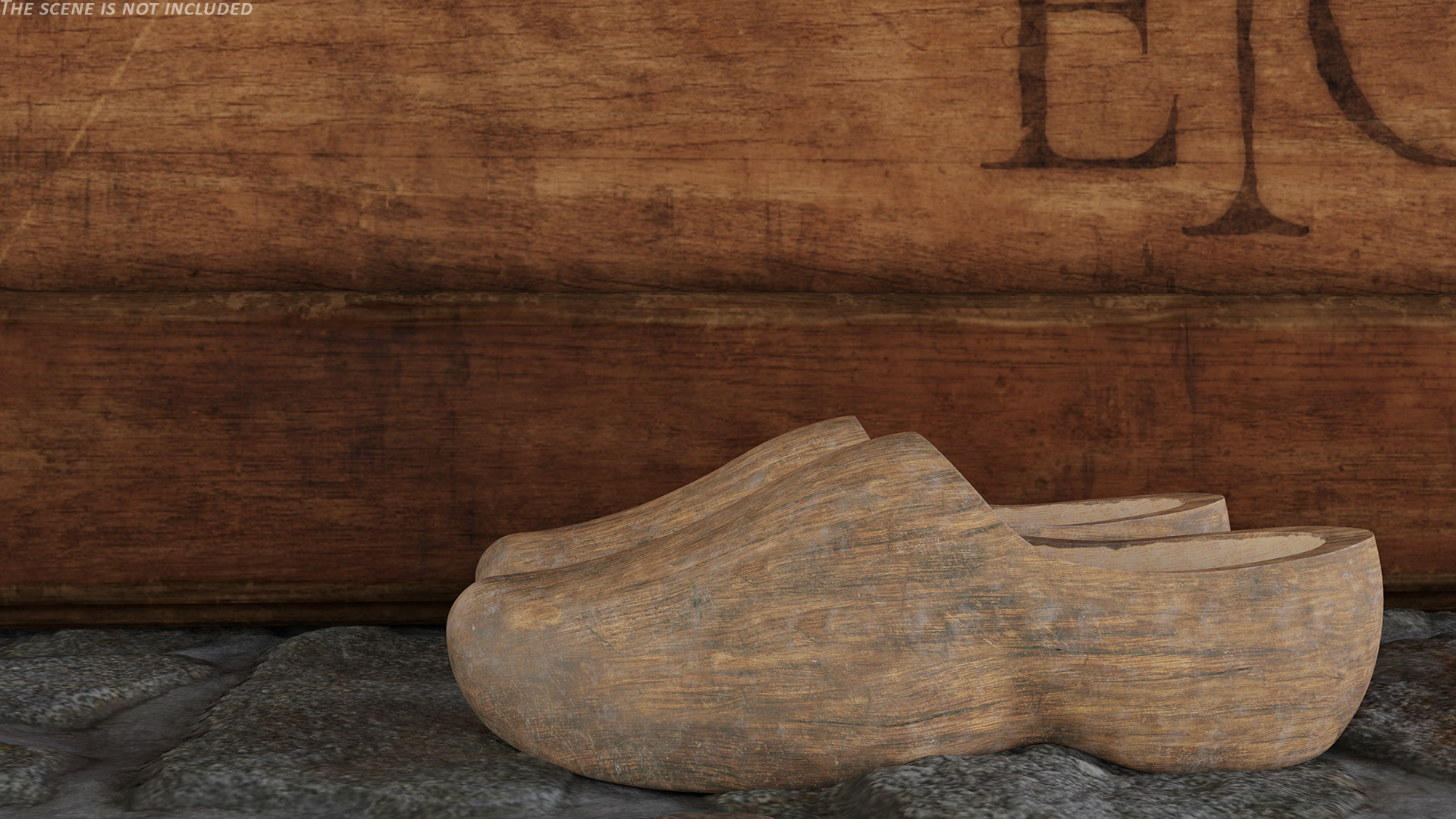 3D model Vintage Wooden Shoes