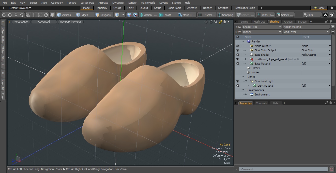 3D model Vintage Wooden Shoes