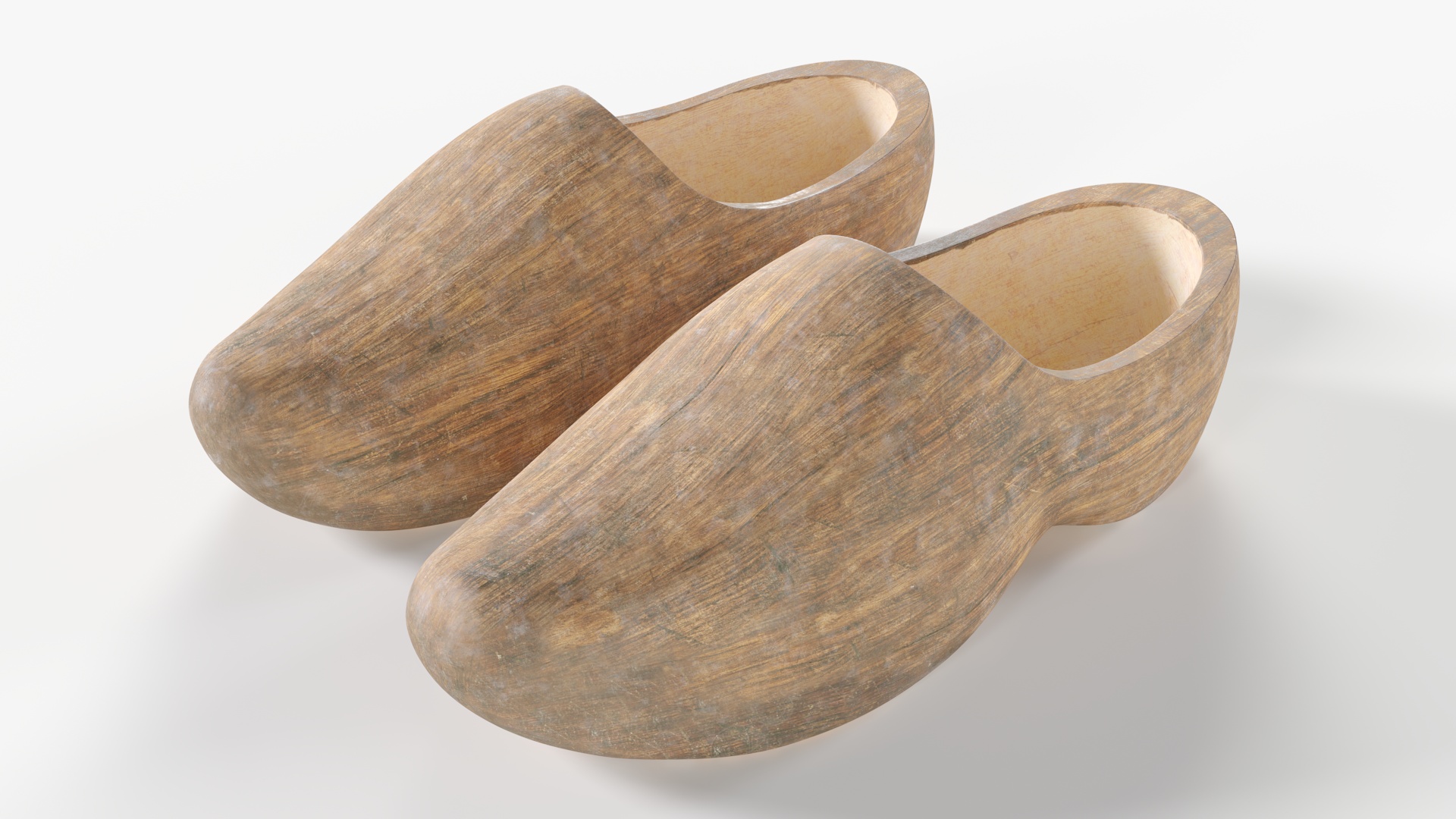 3D model Vintage Wooden Shoes