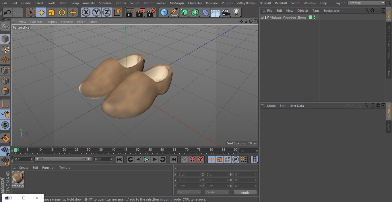 3D model Vintage Wooden Shoes