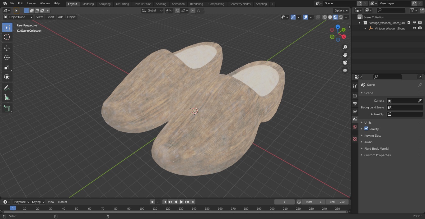 3D model Vintage Wooden Shoes