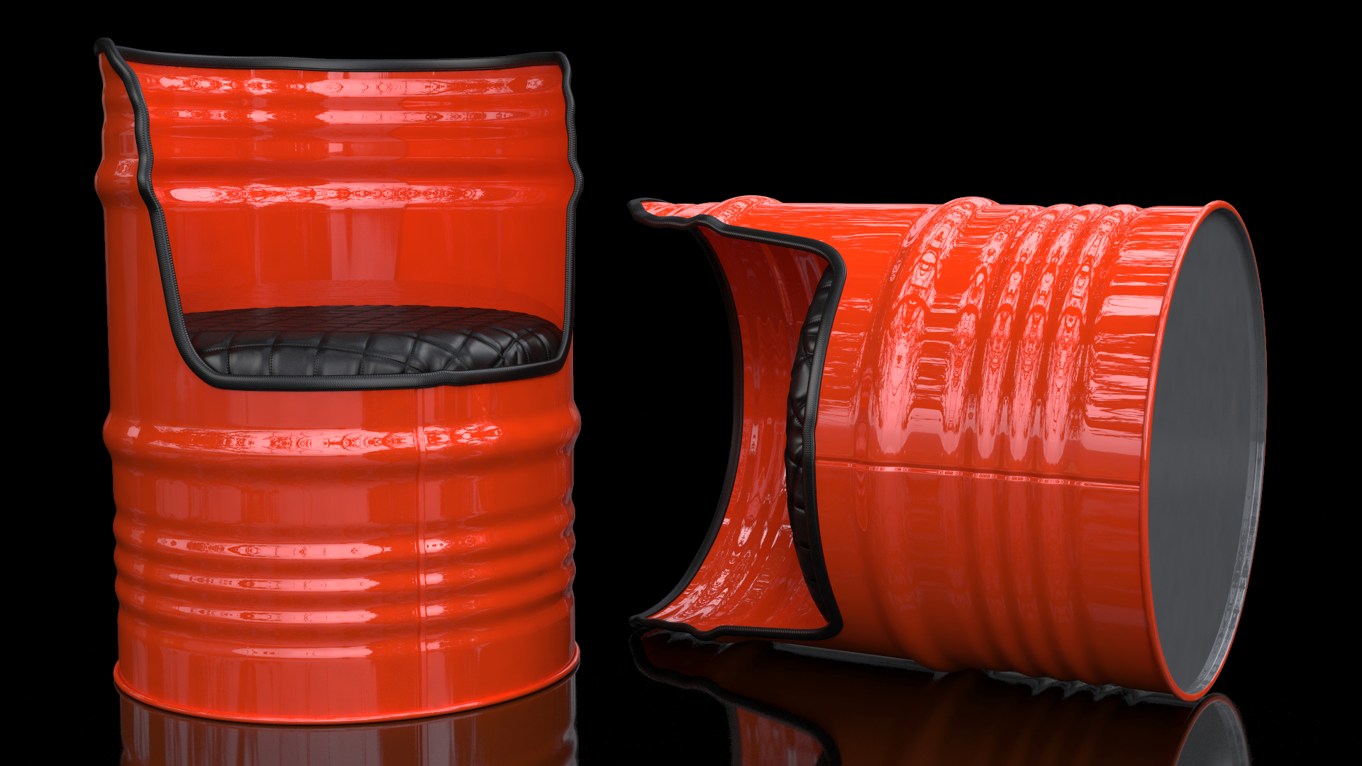 Steel Drum Barrel Upcycled Chair 3D