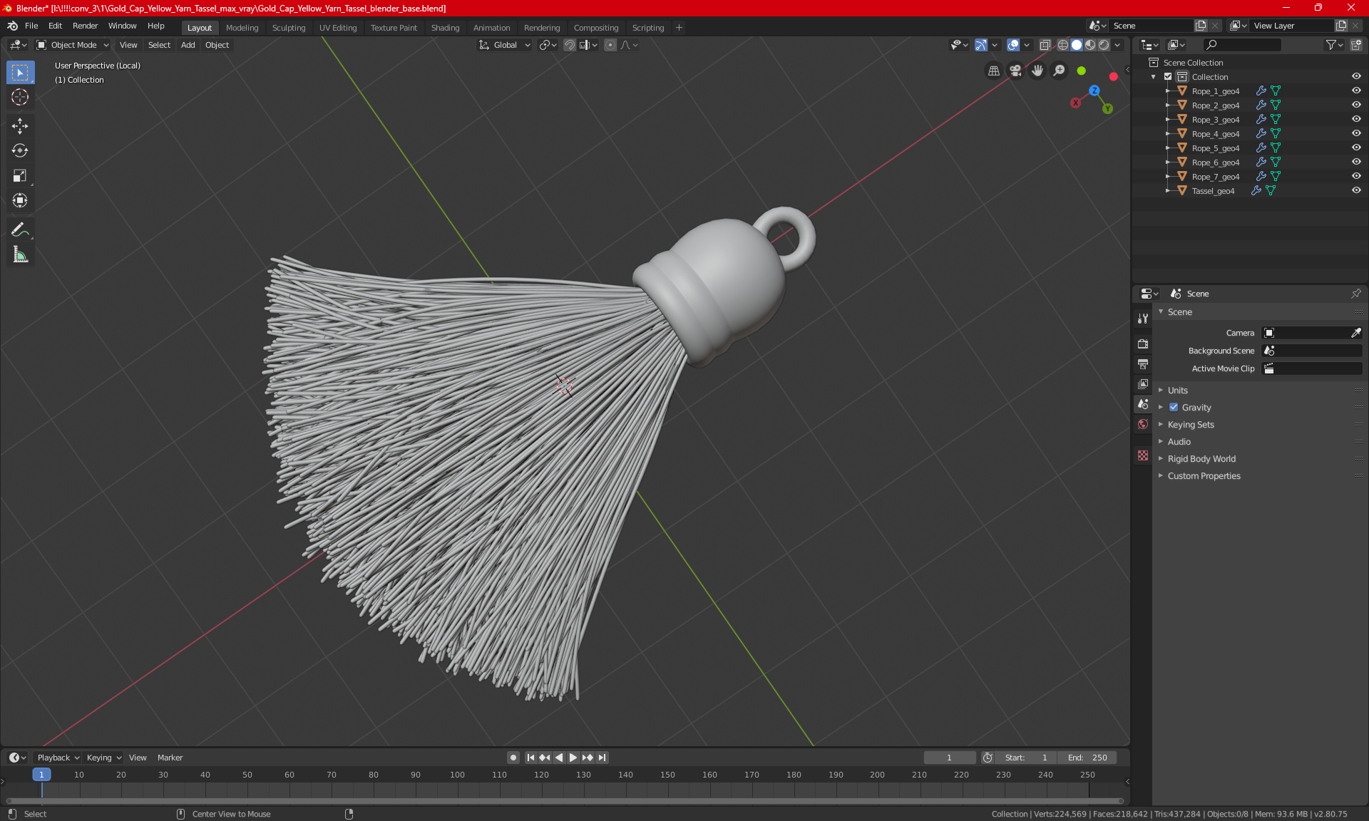 Metal Cap Woolen Multicolor Tassel 3D model