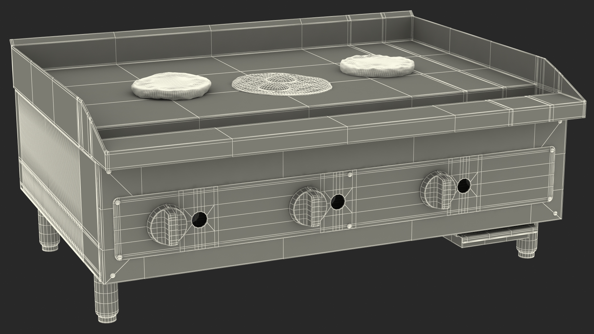 Medium Size Flat Top Gas Countertop Griddle with Meals 3D model