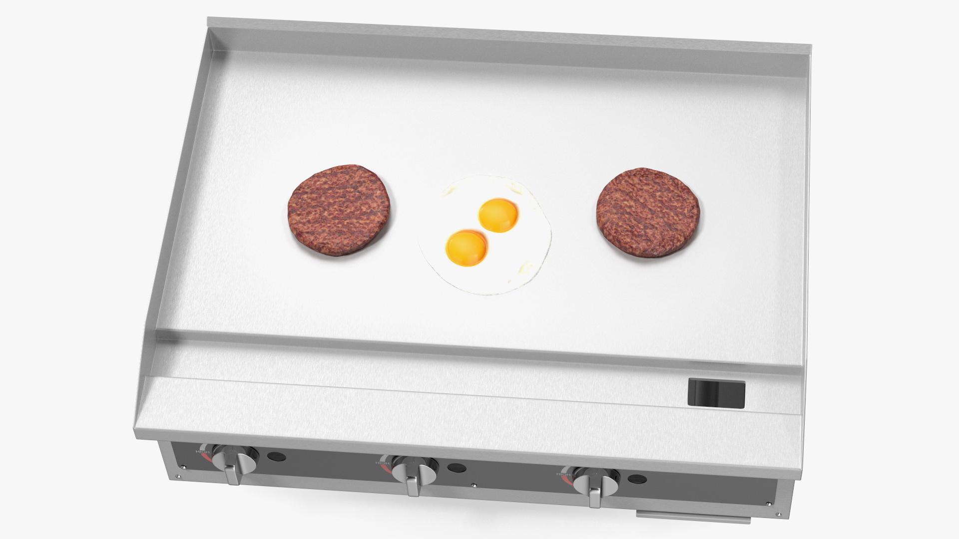 Medium Size Flat Top Gas Countertop Griddle with Meals 3D model